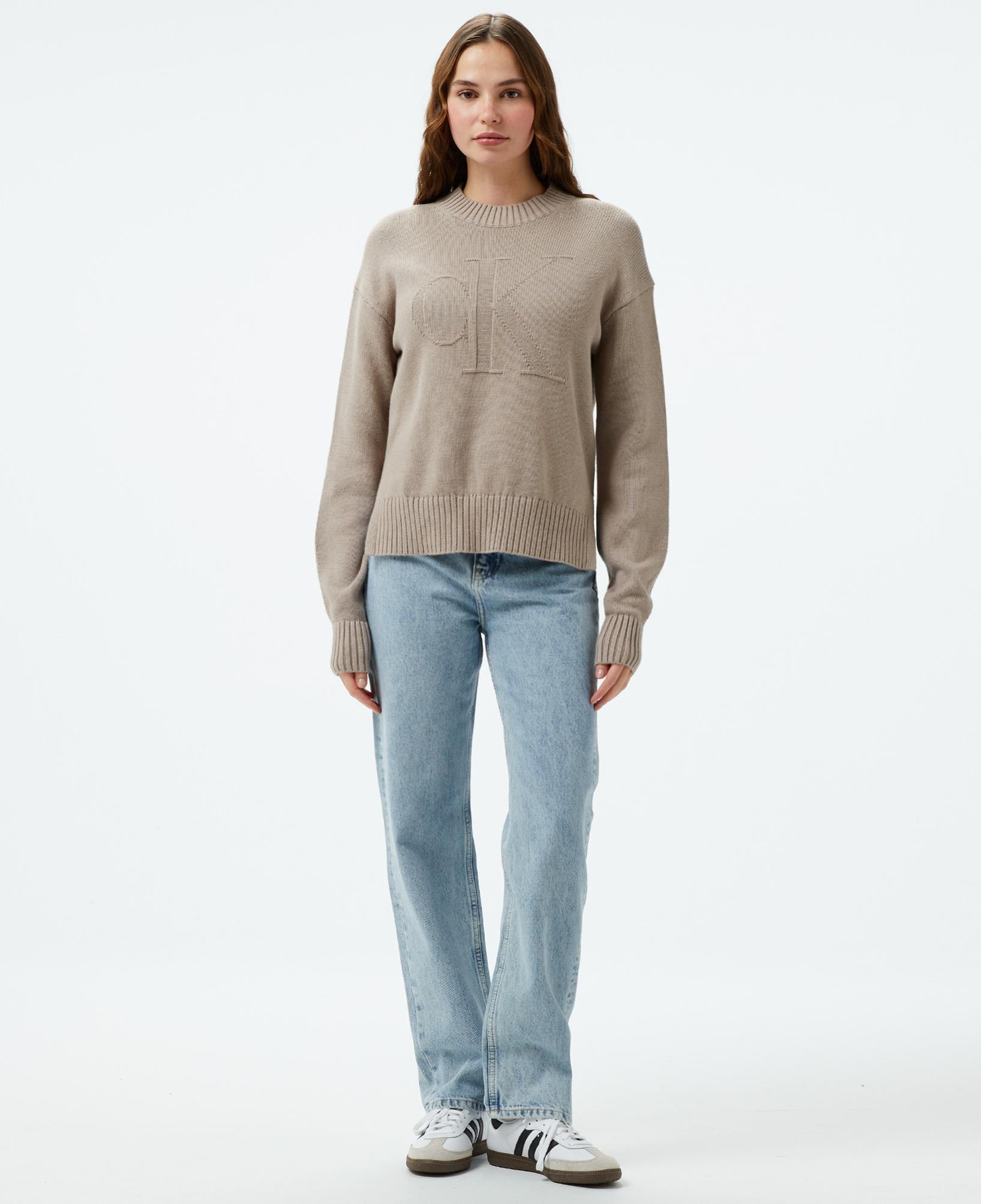 Calvin Klein Jeans intarsia Loose Kadın Gri Kazak