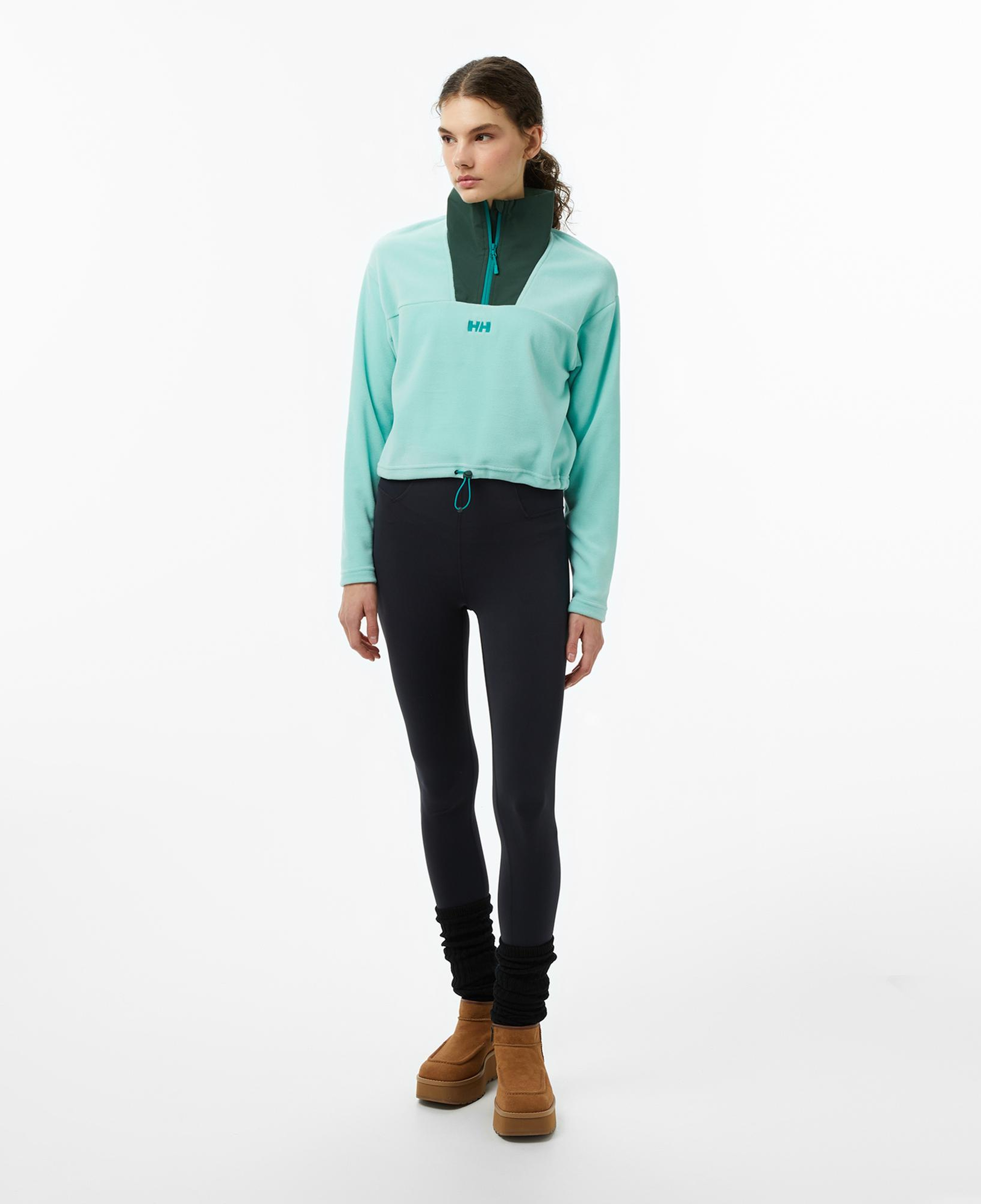 Helly Hansen W Daybreaker Cropped Polar Kadın Yeşil Sweatshirt