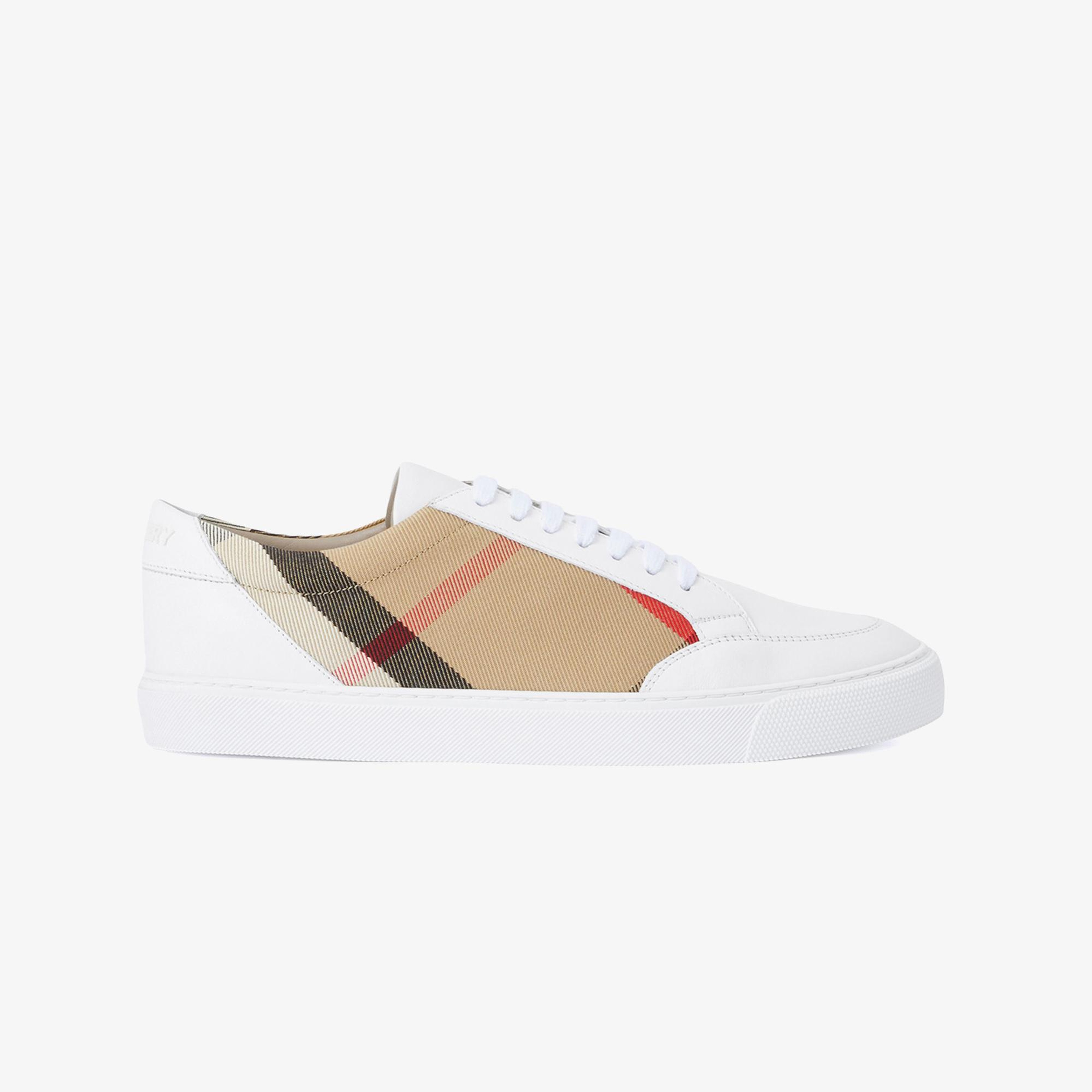 Burberry House Check and Leather Kadın Beyaz Sneaker