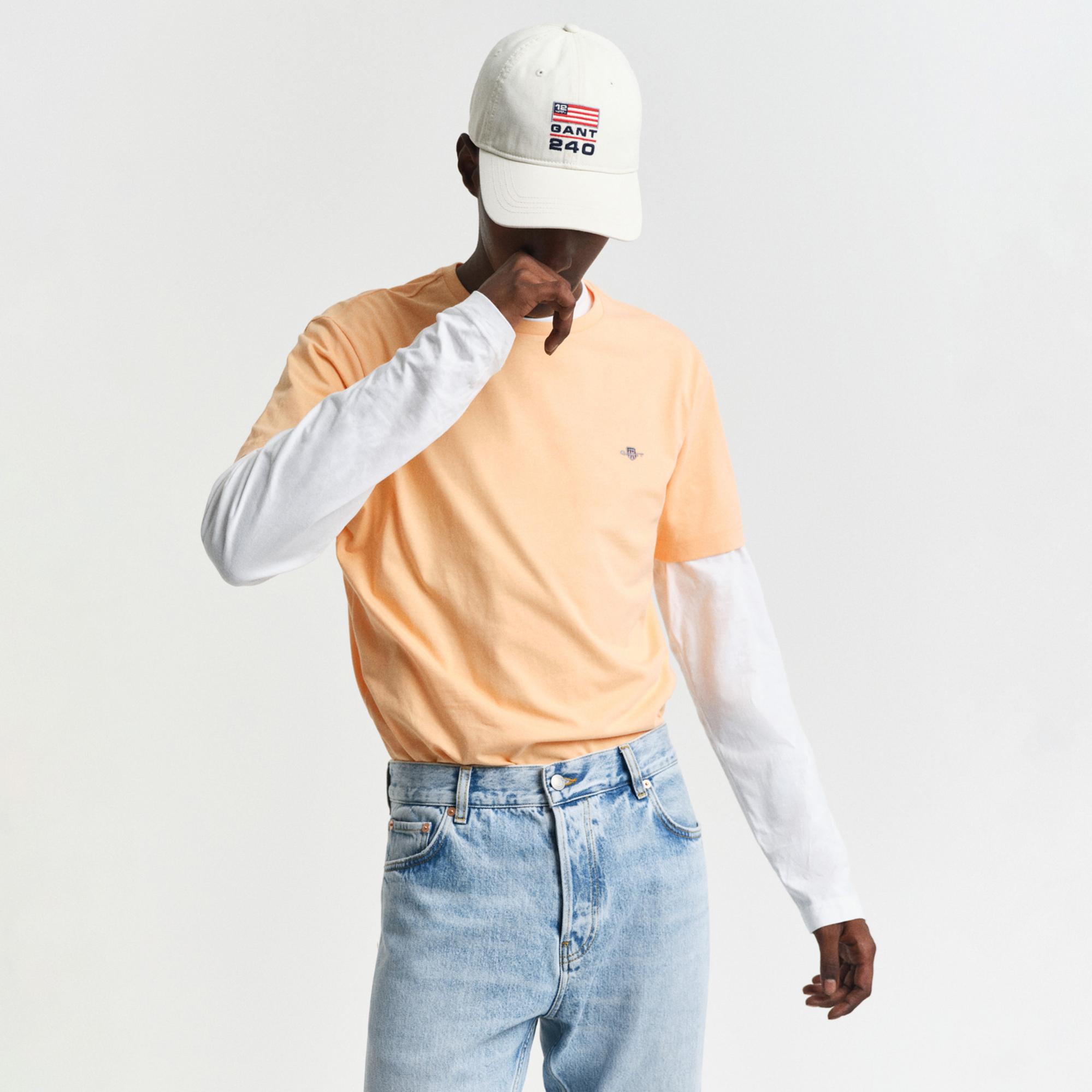 GANT Erkek Turuncu Regular Fit Bisiklet Yaka T-Shirt