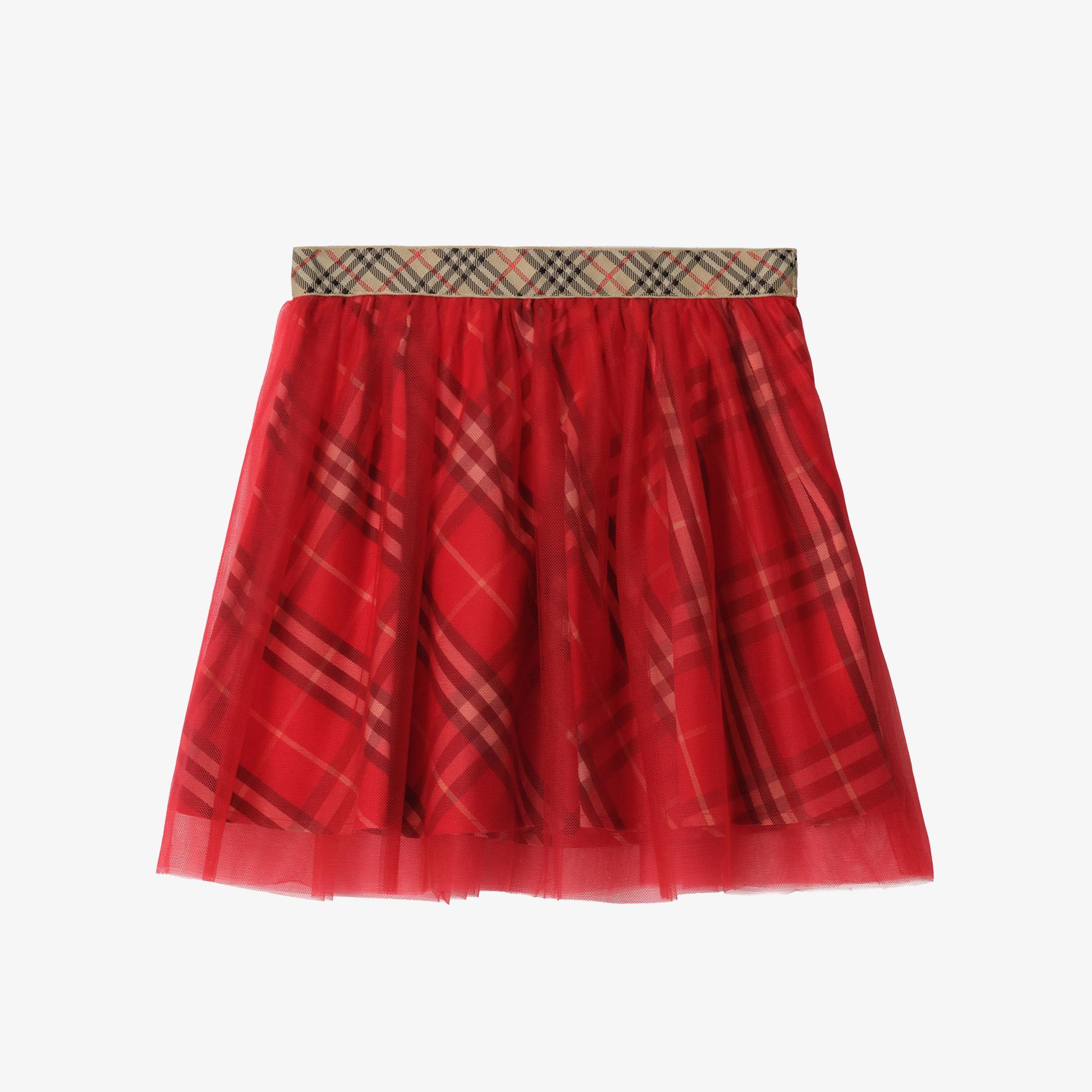 Burberry Pattı Çocuk Kırmızı Etek