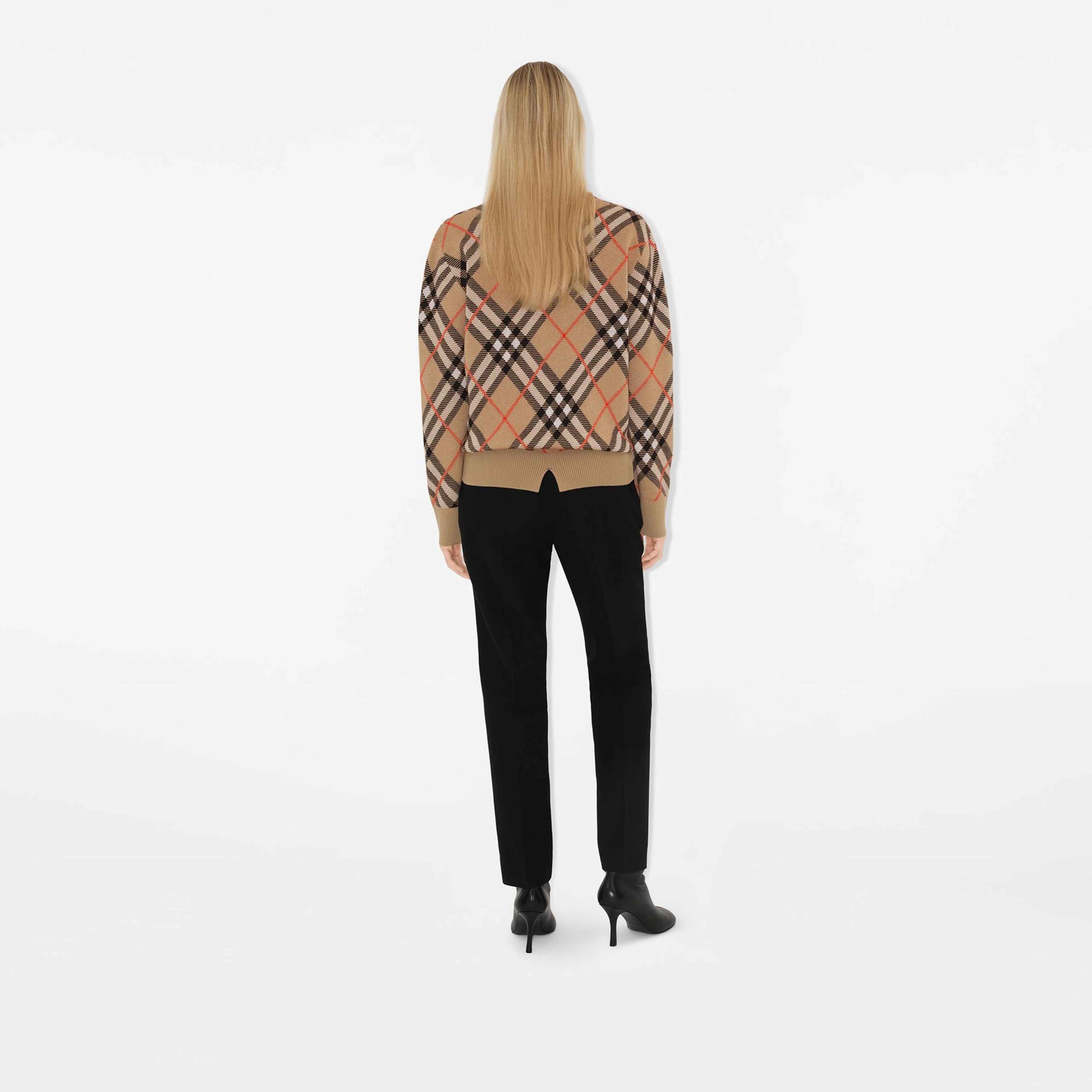 Burberry Check Yün Karışımlı Kadın Bej Kazak