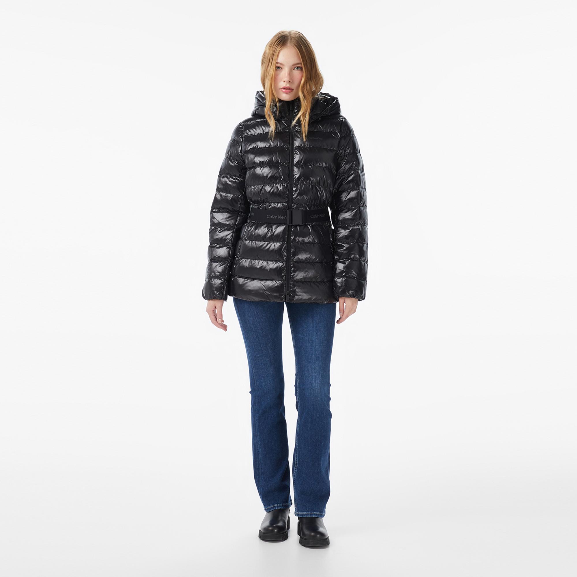Calvin Klein Belted Lightweight Puffer Kadın Siyah Mont