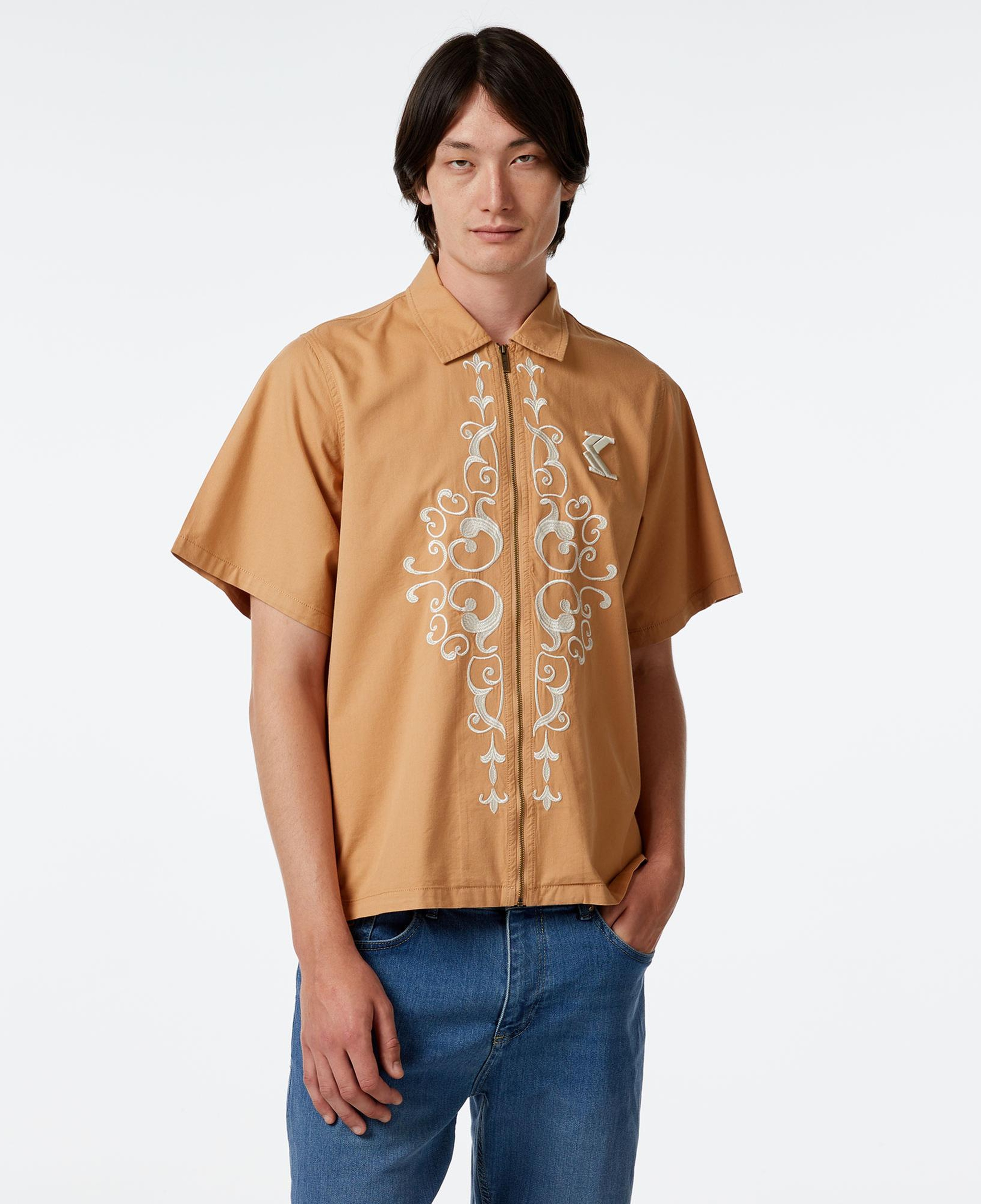 Karl Kani Og Ornament Woven Erkek Bej T-Shirt