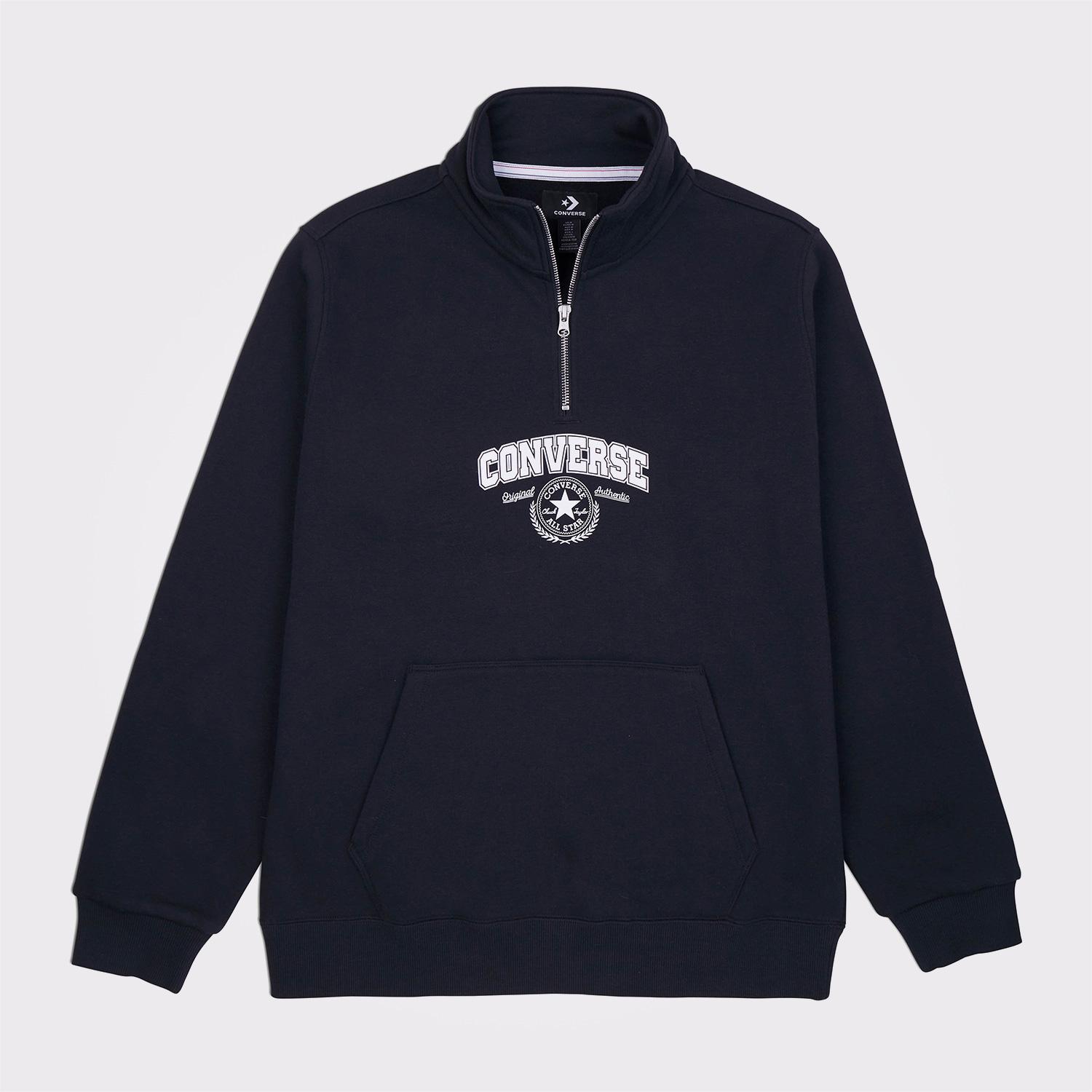 Converse Retro Quarter Zip Erkek Siyah Sweatshirt