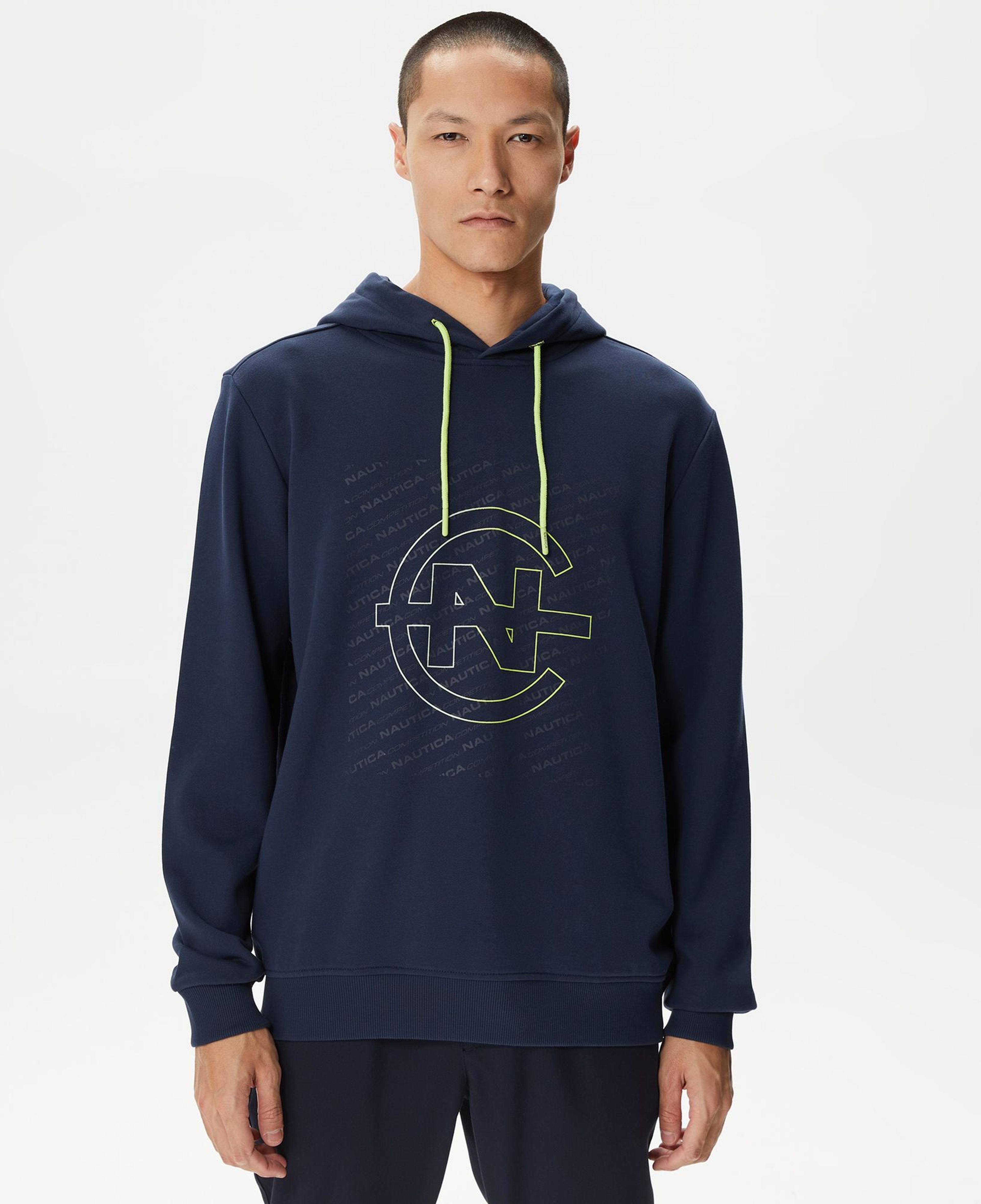 Nautica Erkek Lacivert Standart Fit Kapüşonlu Sweatshirt