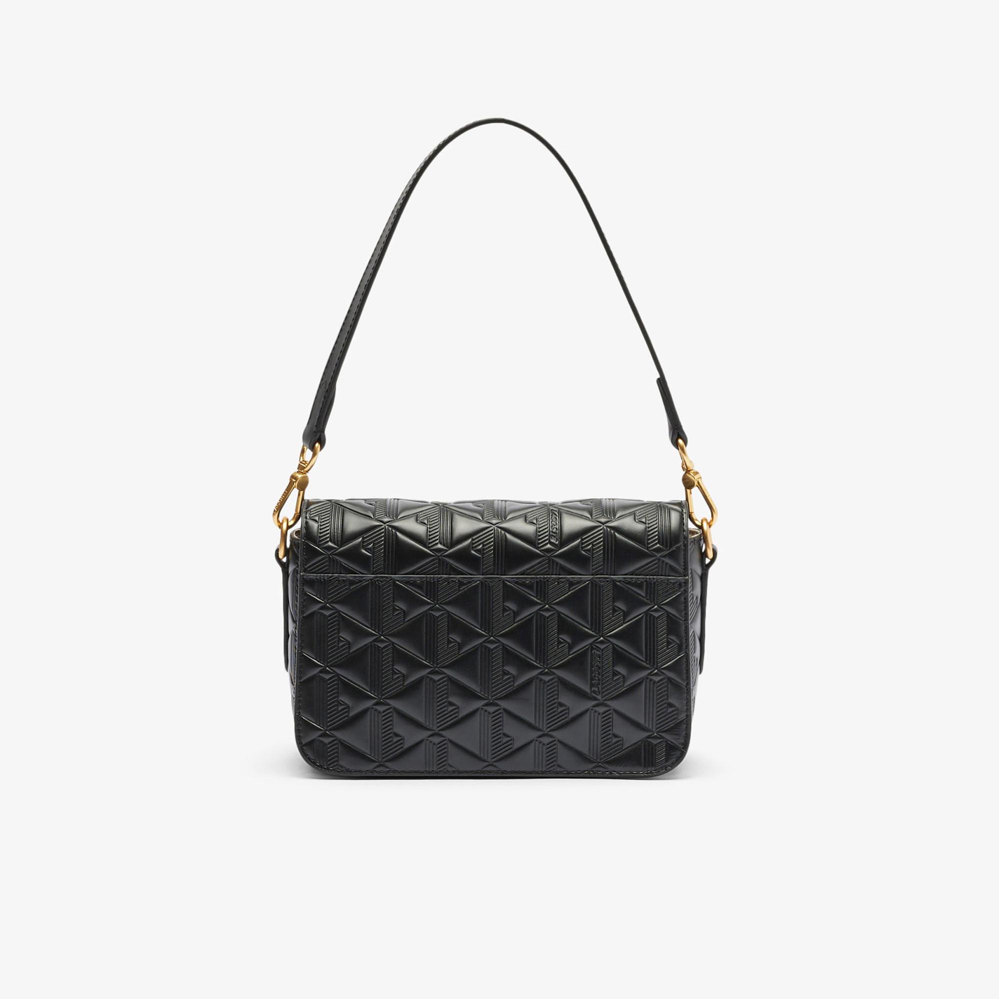 Lacoste Maheki Kadın Monogram Deri Siyah Omuz Çantası