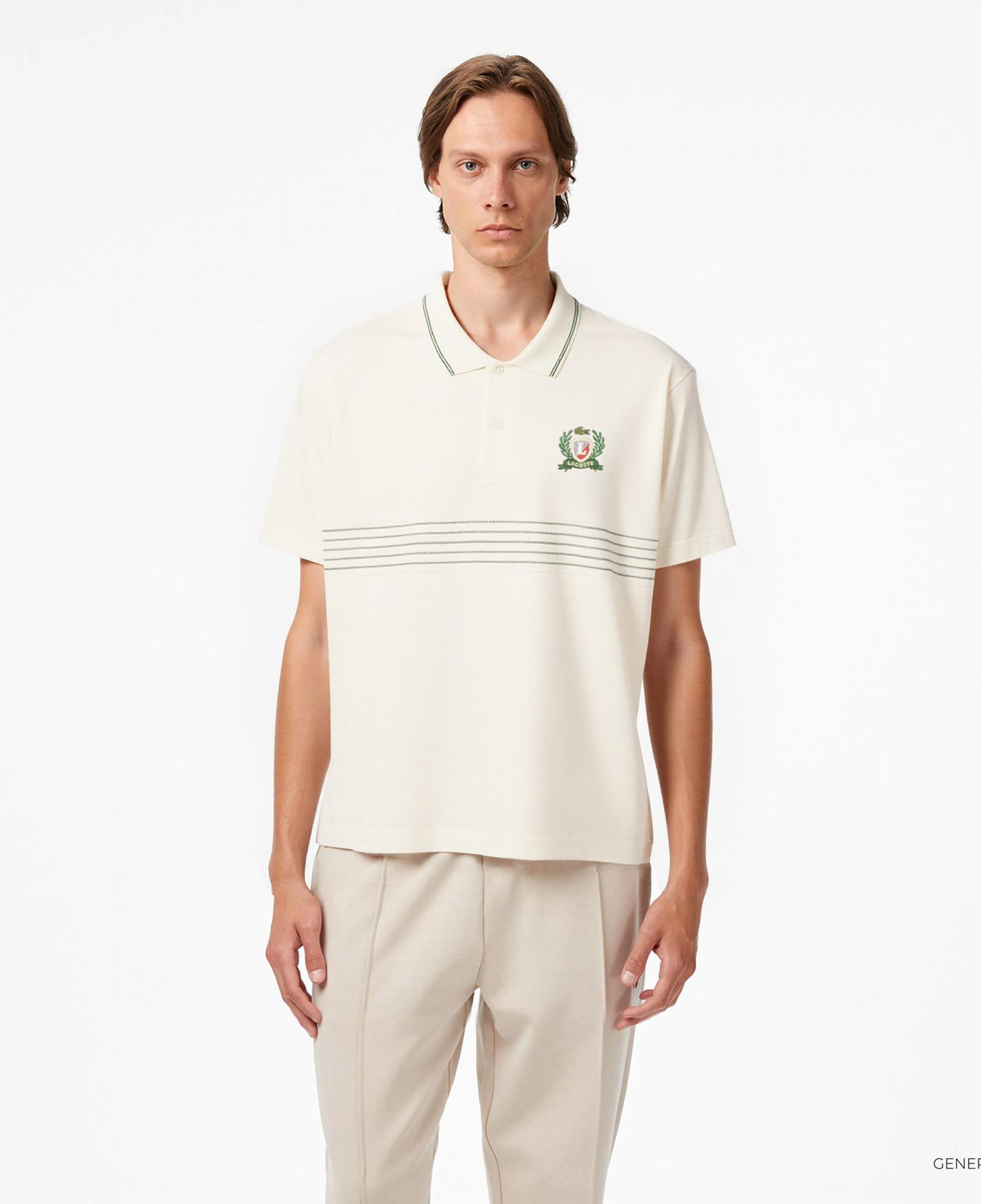 Lacoste Erkek Classic Fit Çizgili Krem Polo