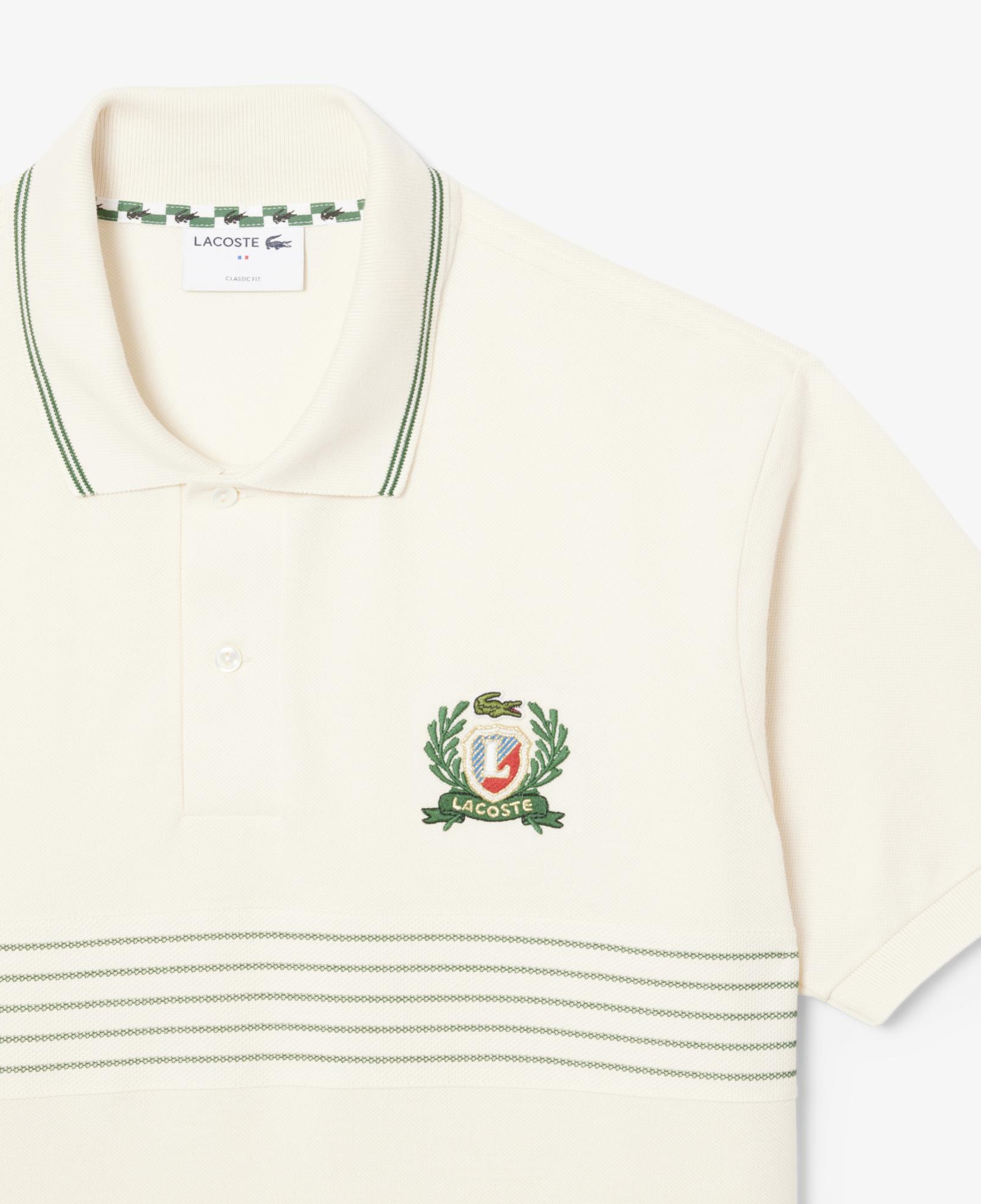 Lacoste Erkek Classic Fit Çizgili Krem Polo