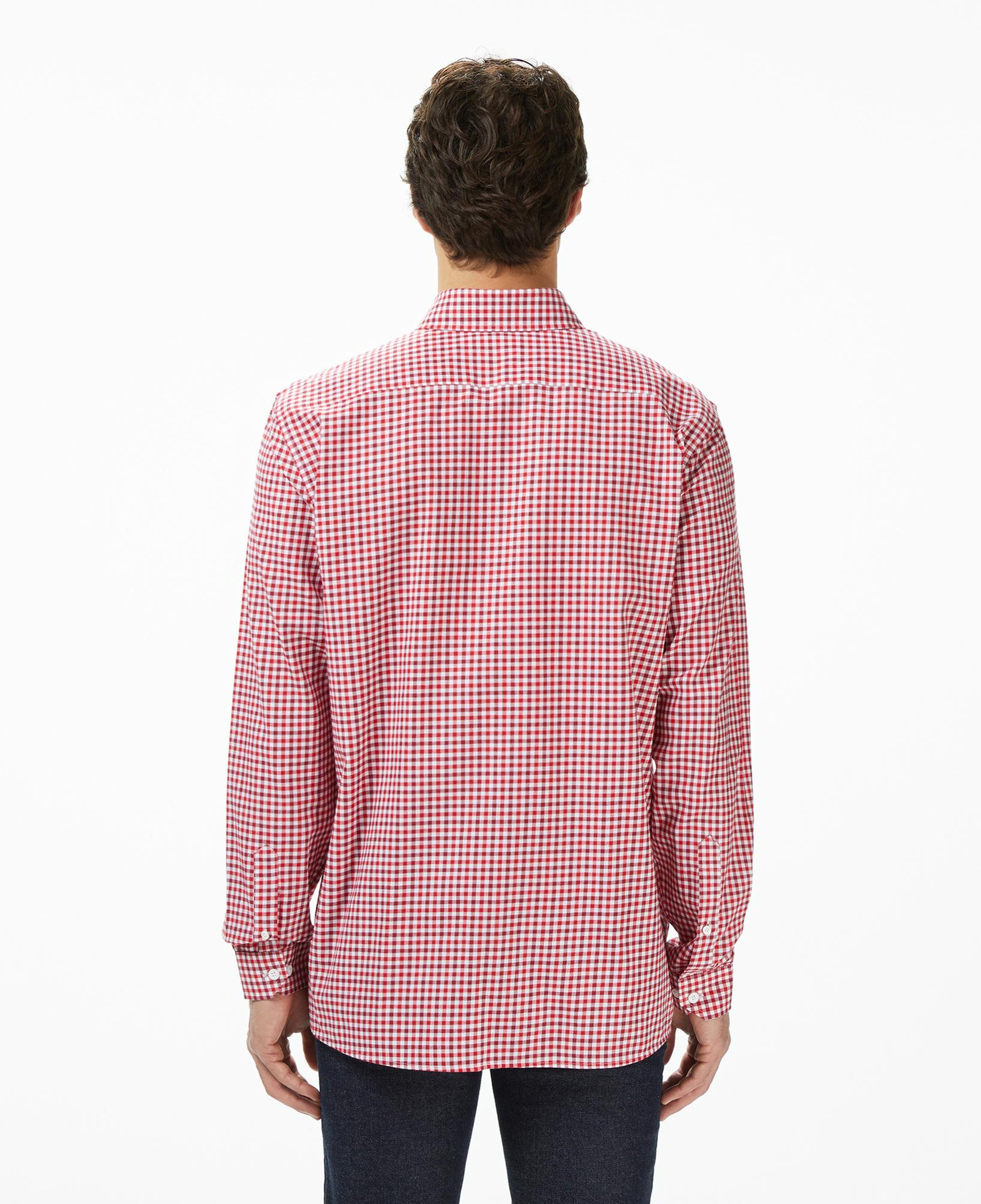 Lacoste Erkek Regular Fit Düğmeli Yaka Kareli Kırmızı Gömlek