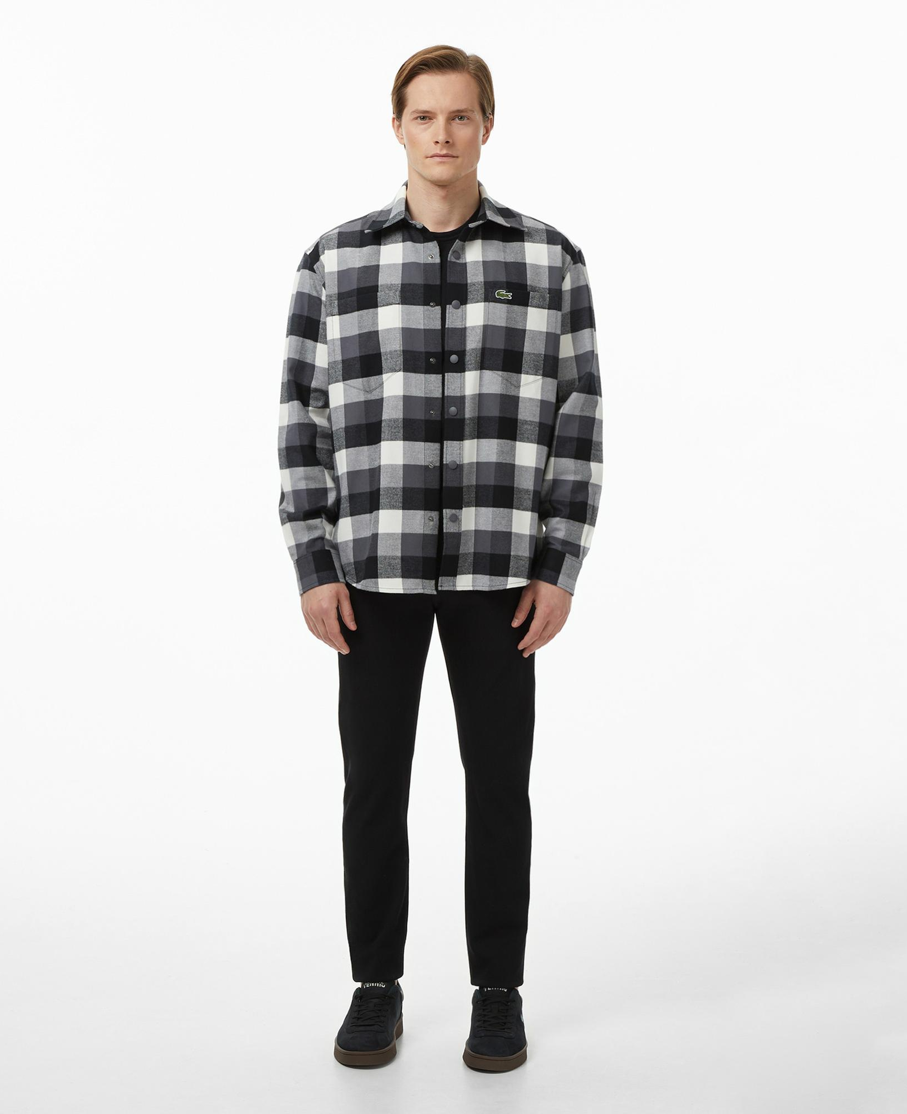 Lacoste Erkek Relaxed Fit Kareli Siyah Gömlek