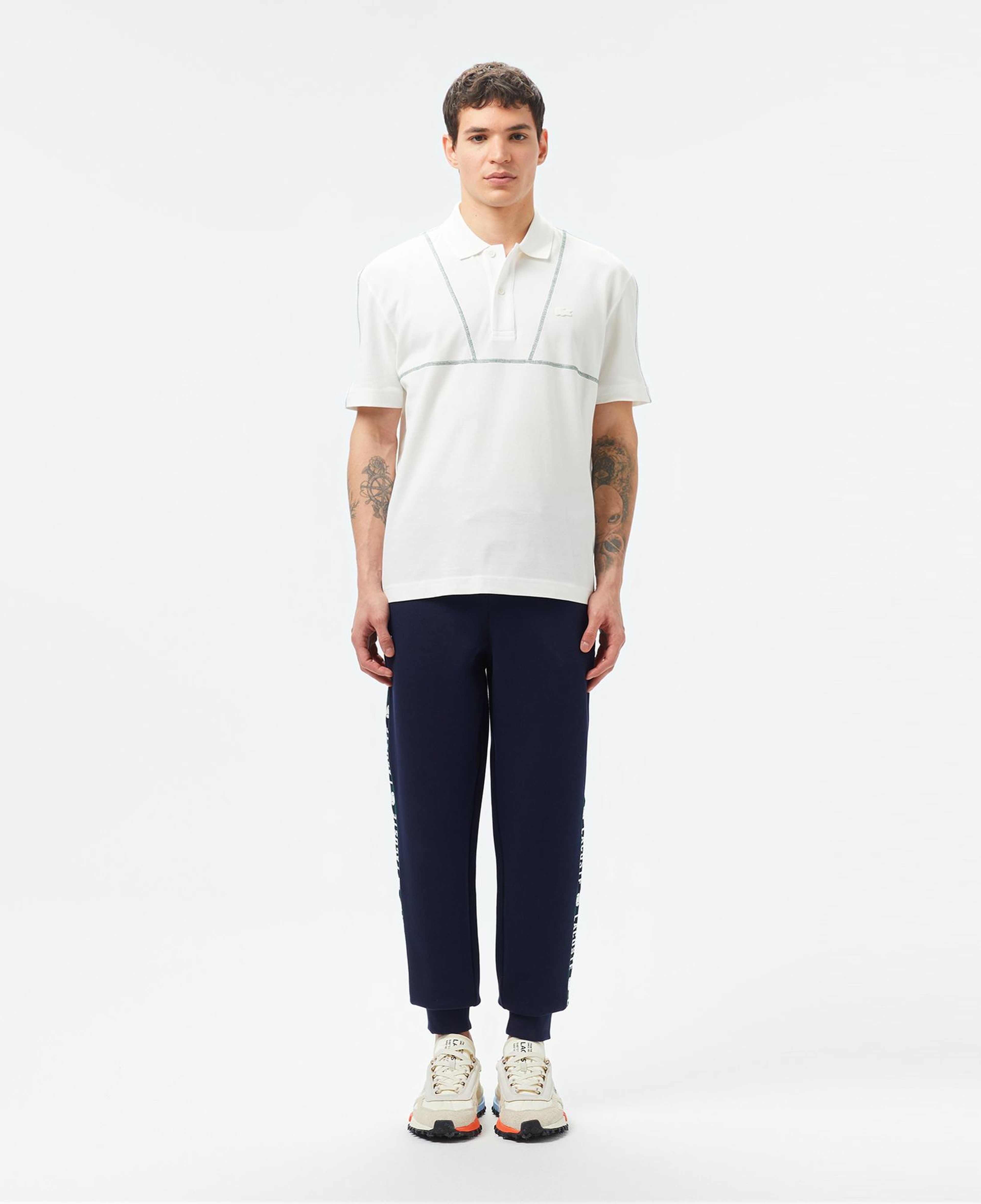 Lacoste Erkek Desenli Beyaz Polo