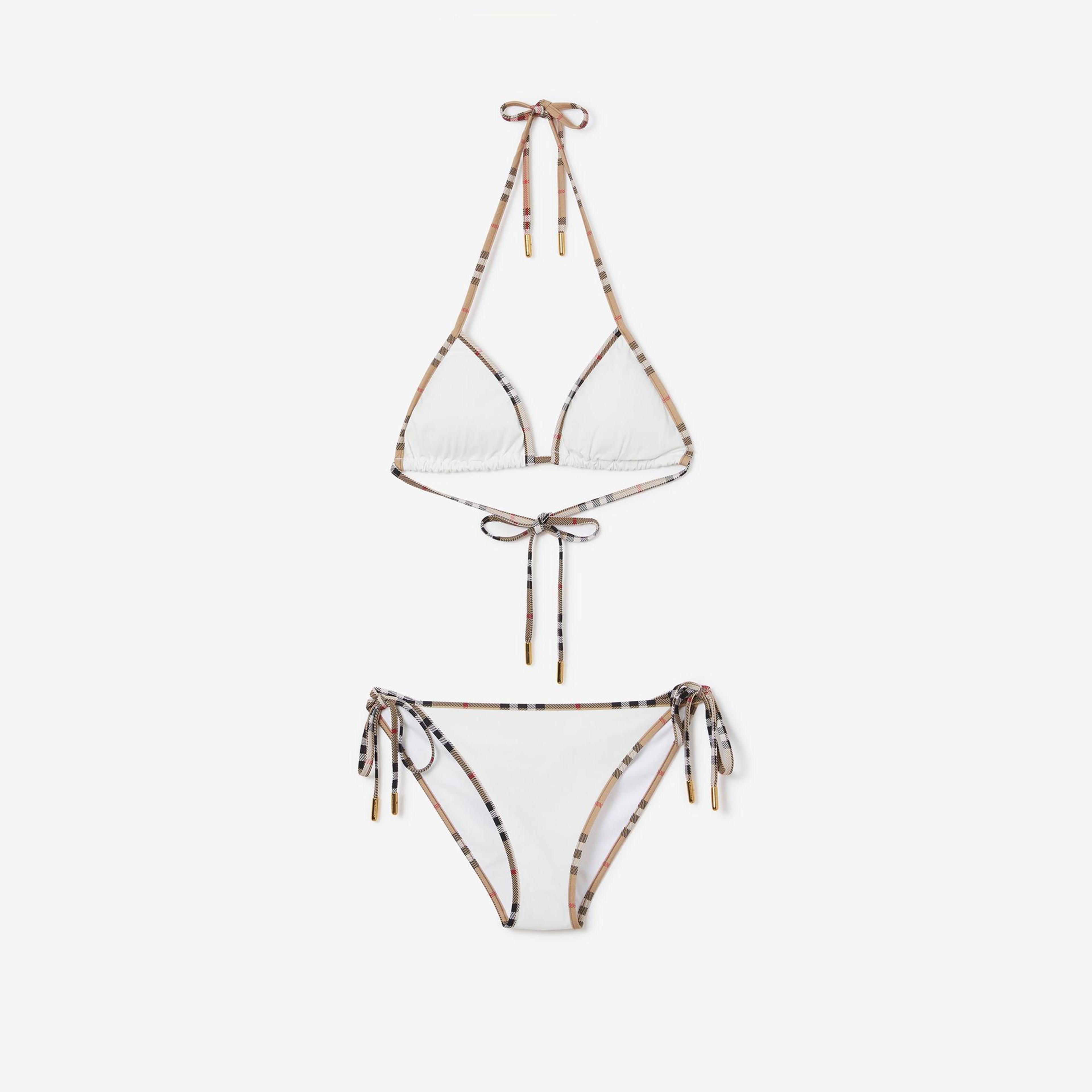 Burberry Check Trim Kadın Beyaz Bikini Takımı