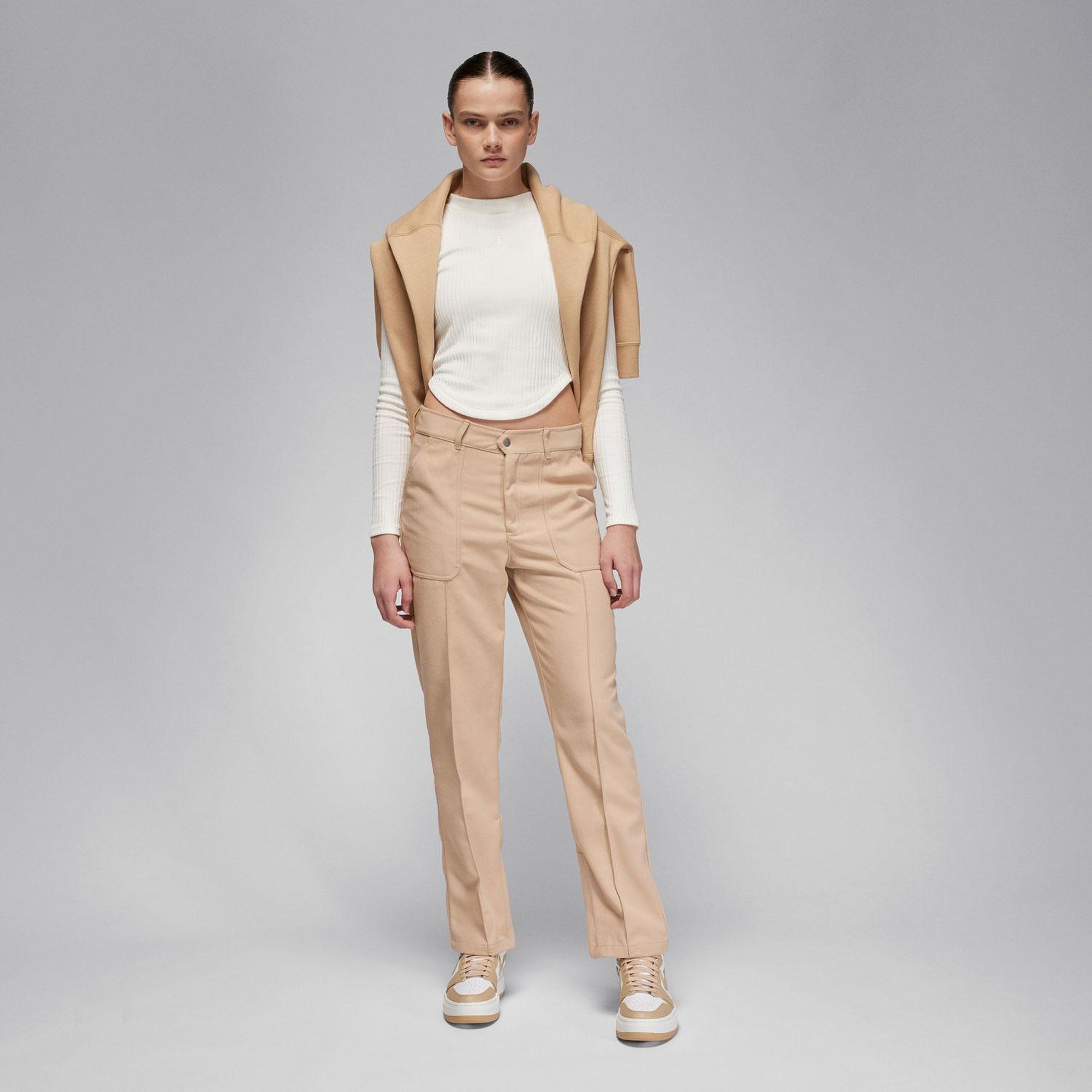 Jordan Kadın Krem Rengi Uzun Kollu T-Shirt