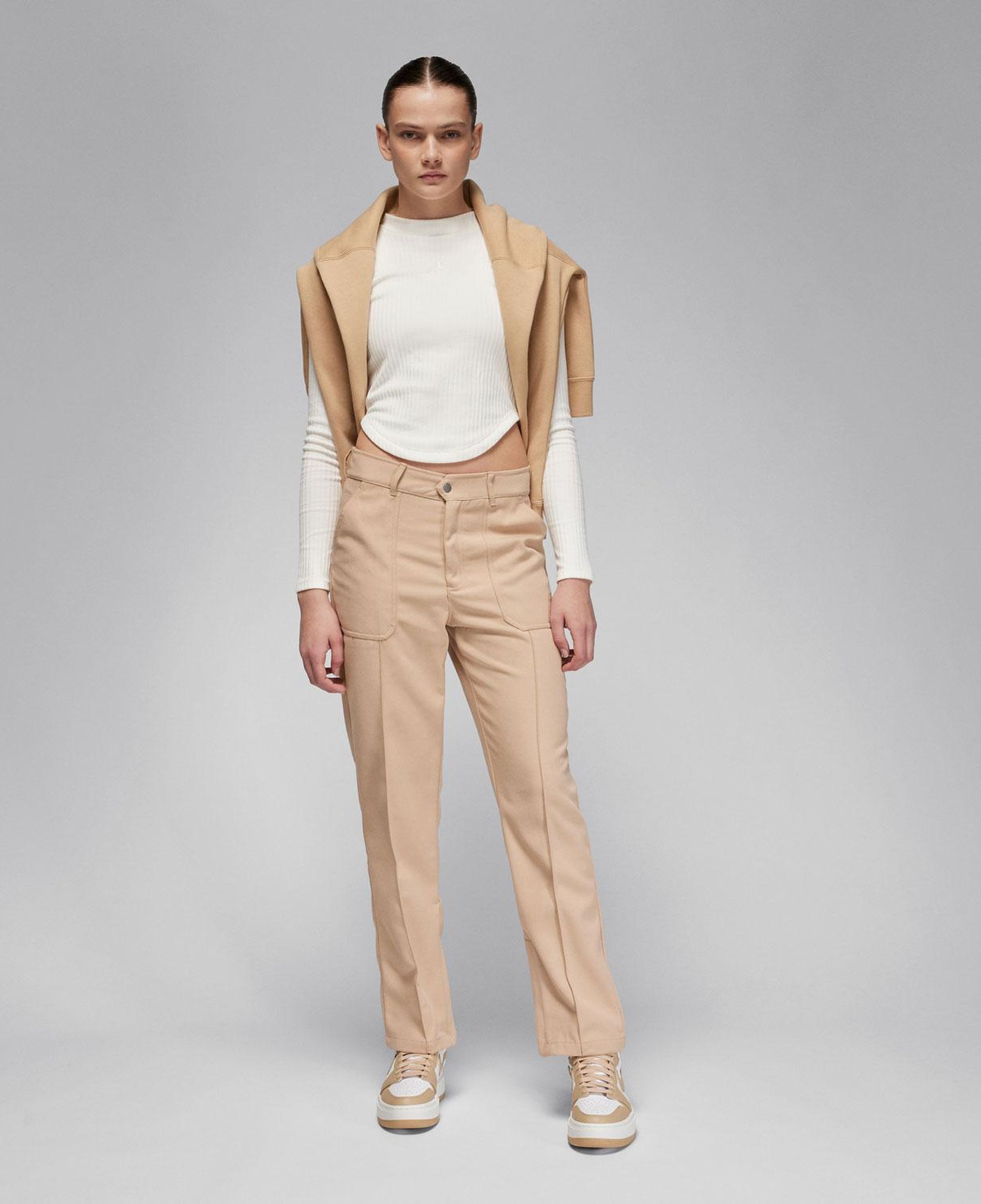 Jordan Kadın Krem Rengi Uzun Kollu T-Shirt