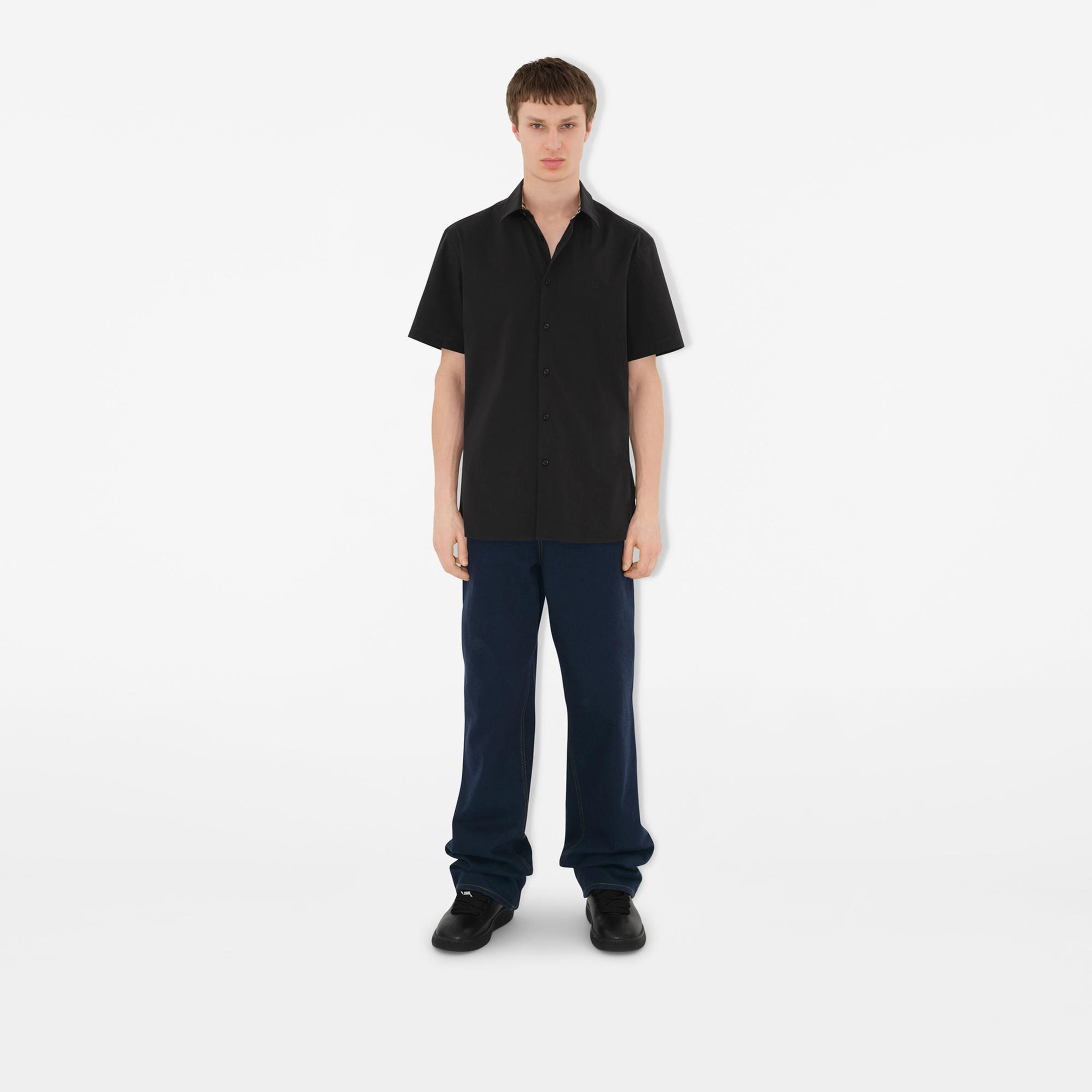 Burberry Stretch Pamuklu Erkek Siyah Gömlek