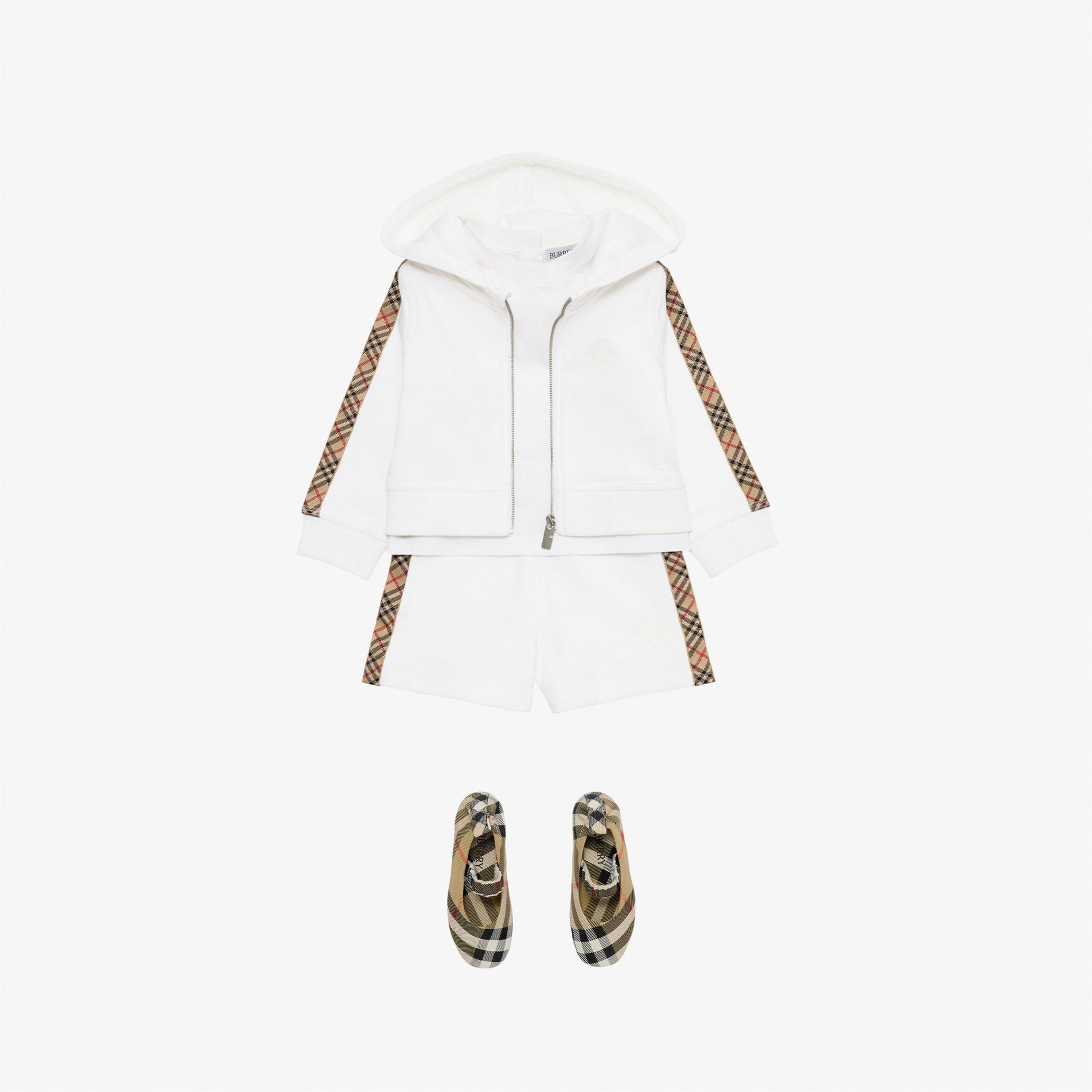 Burberry Caterina Check Trim Cotton Çocuk Beyaz Şort