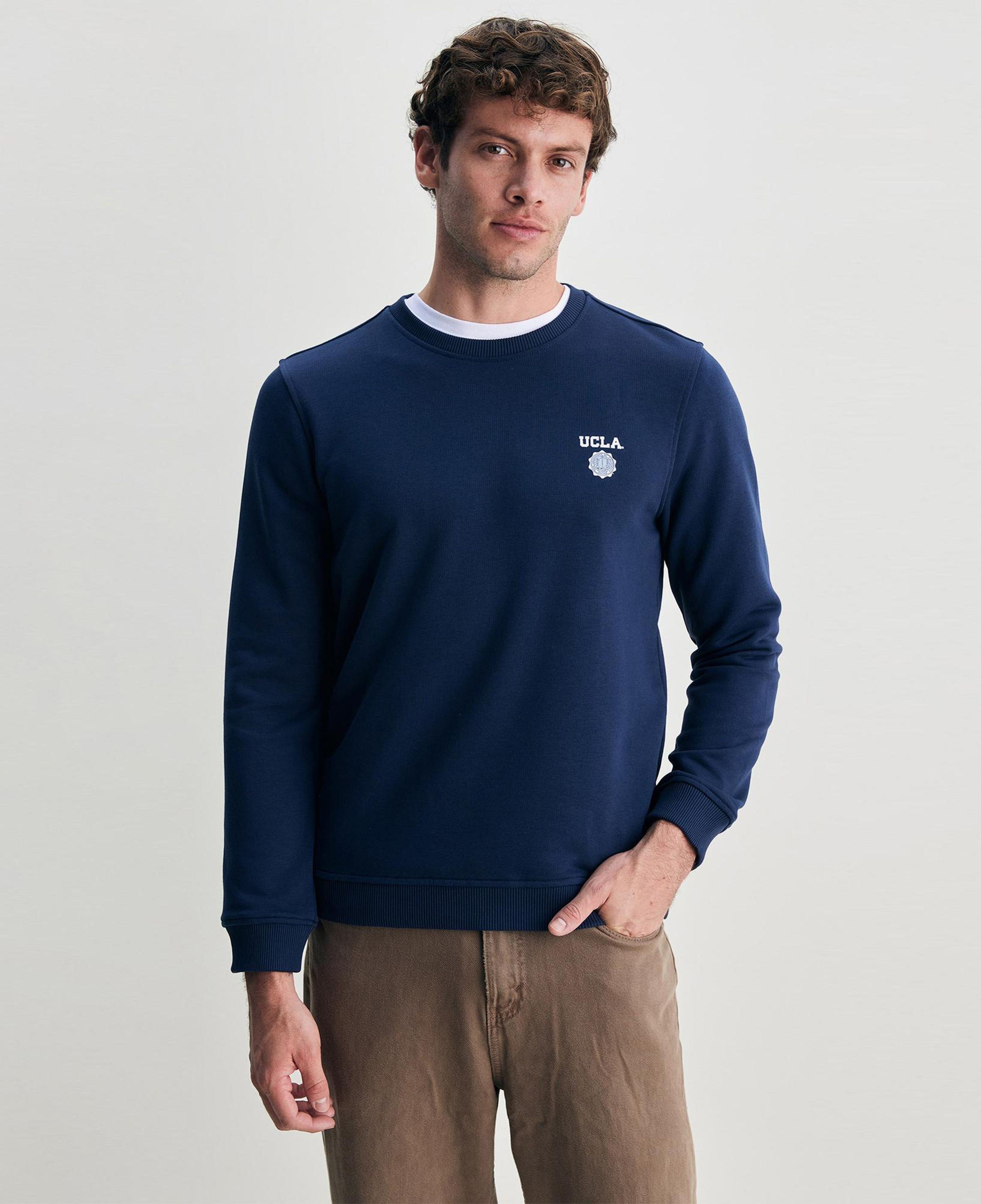 Ucla Valley Erkek Mavi Bisiklet Yaka Sweatshirt