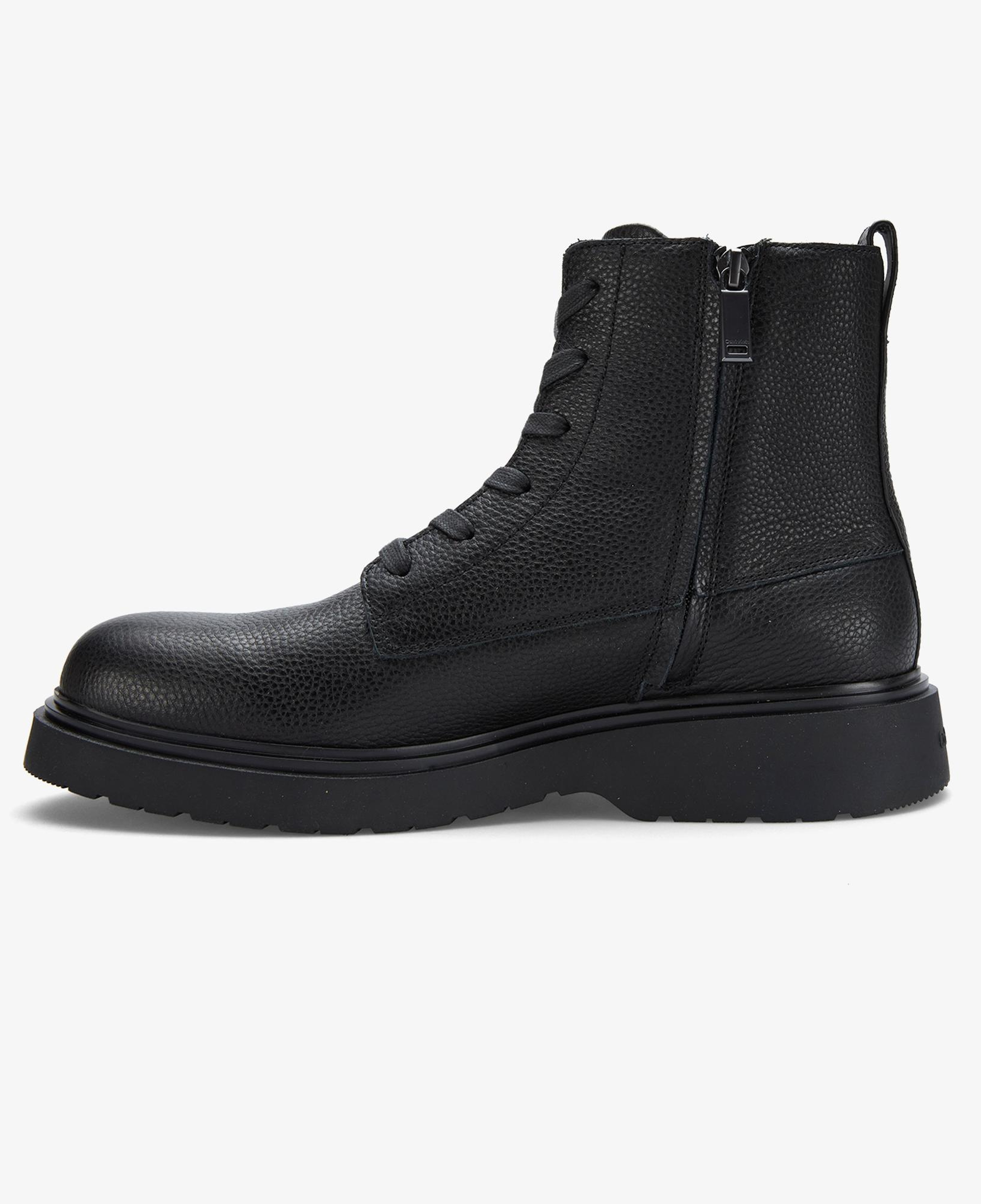 Calvin Klein Combat Essential Lace Up Zip Leather Erkek Siyah Bot
