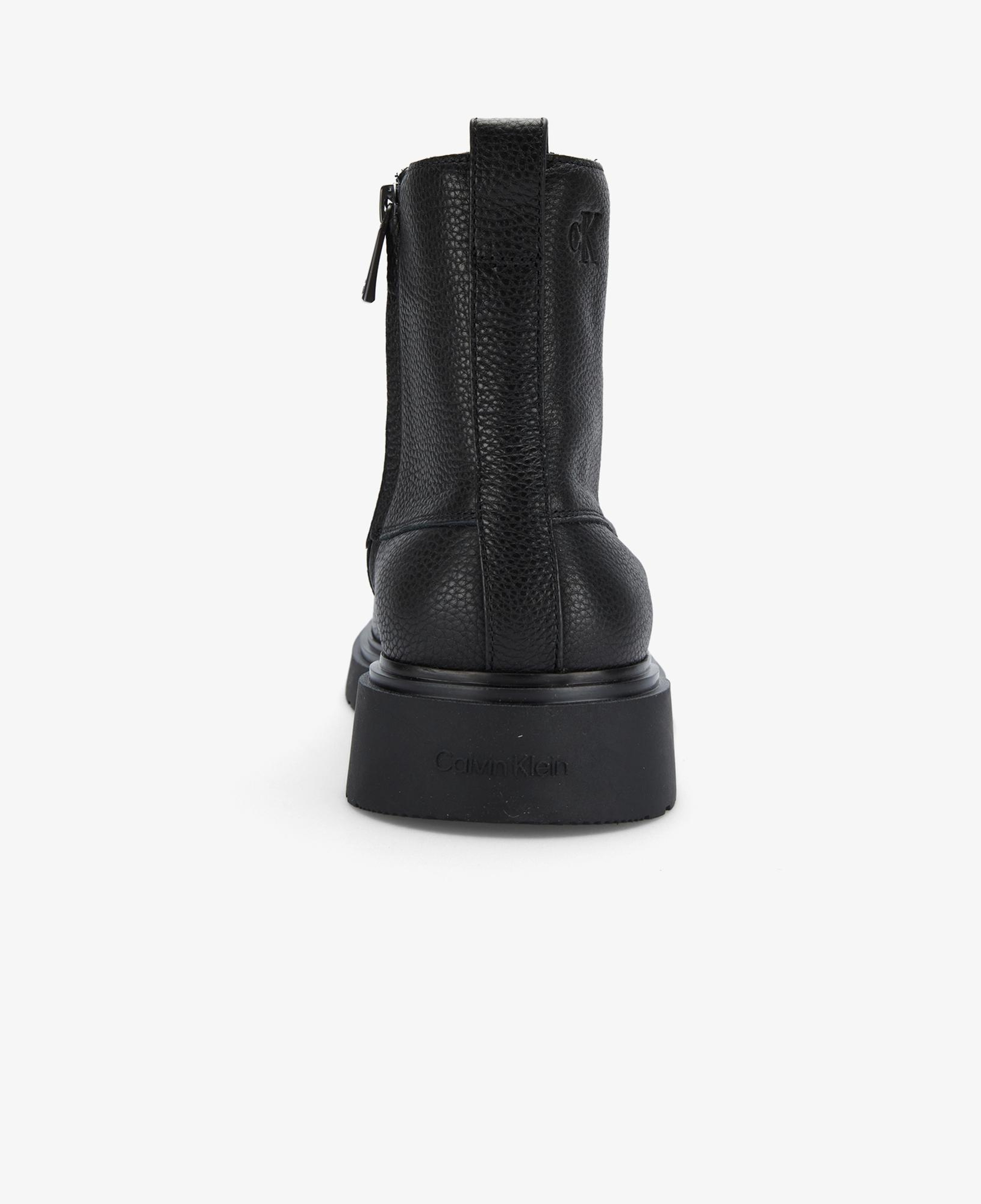 Calvin Klein Combat Essential Lace Up Zip Leather Erkek Siyah Bot