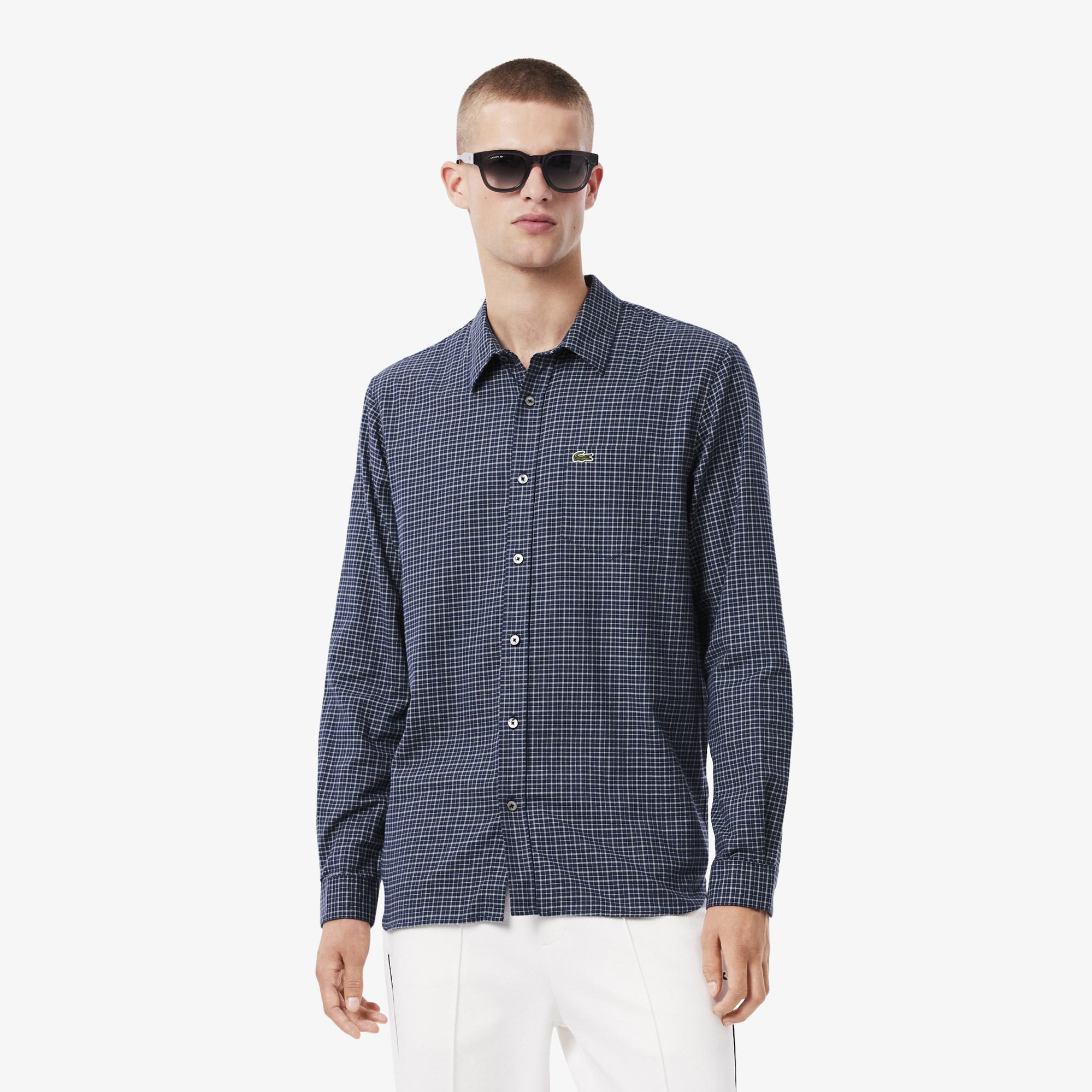 Lacoste Erkek Regular Fit Kareli Lacivert Gömlek