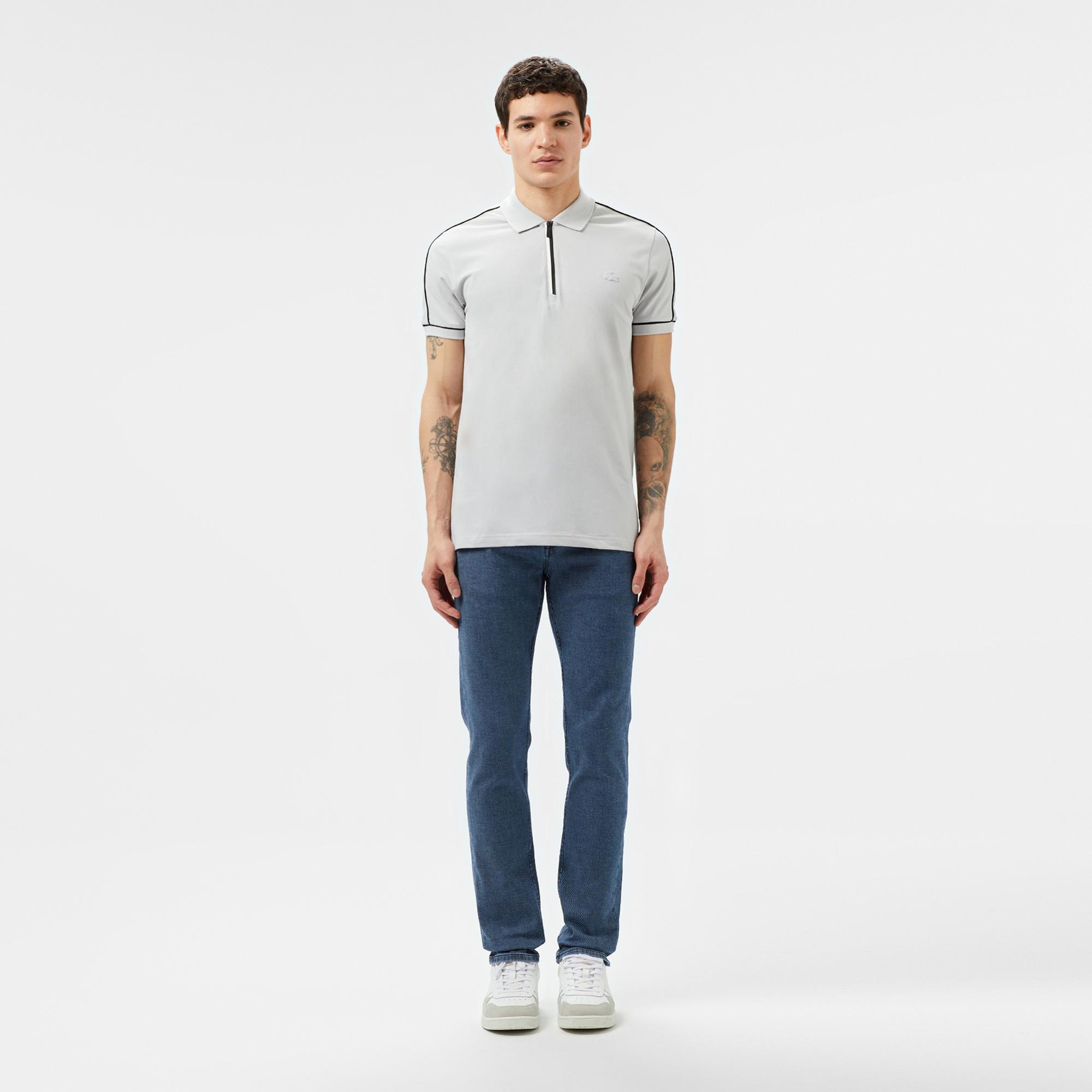 Lacoste Erkek Slim Fit Yarım Fermuarlı Gri Polo