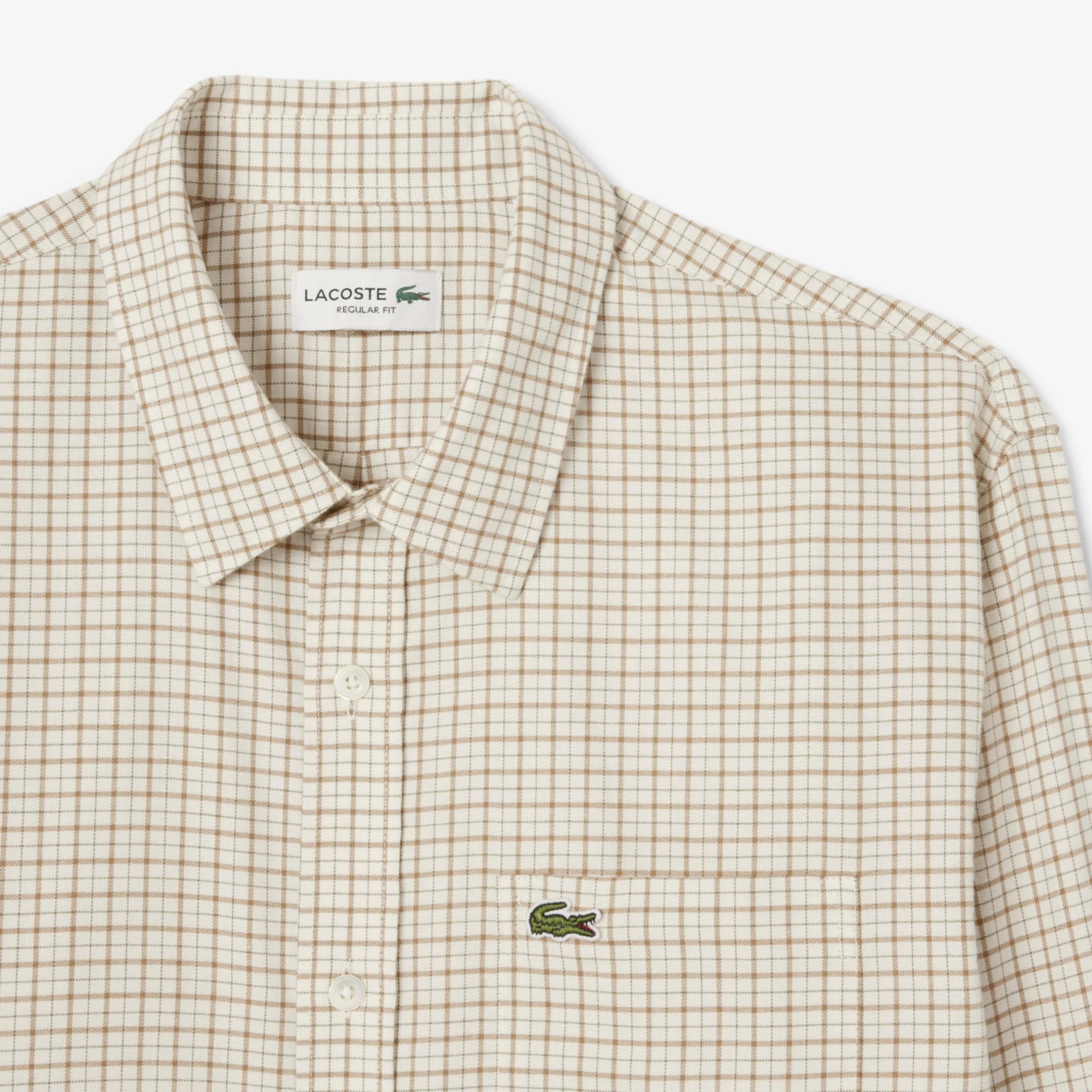 Lacoste Erkek Regular Fit Kareli Kahverengi Gömlek