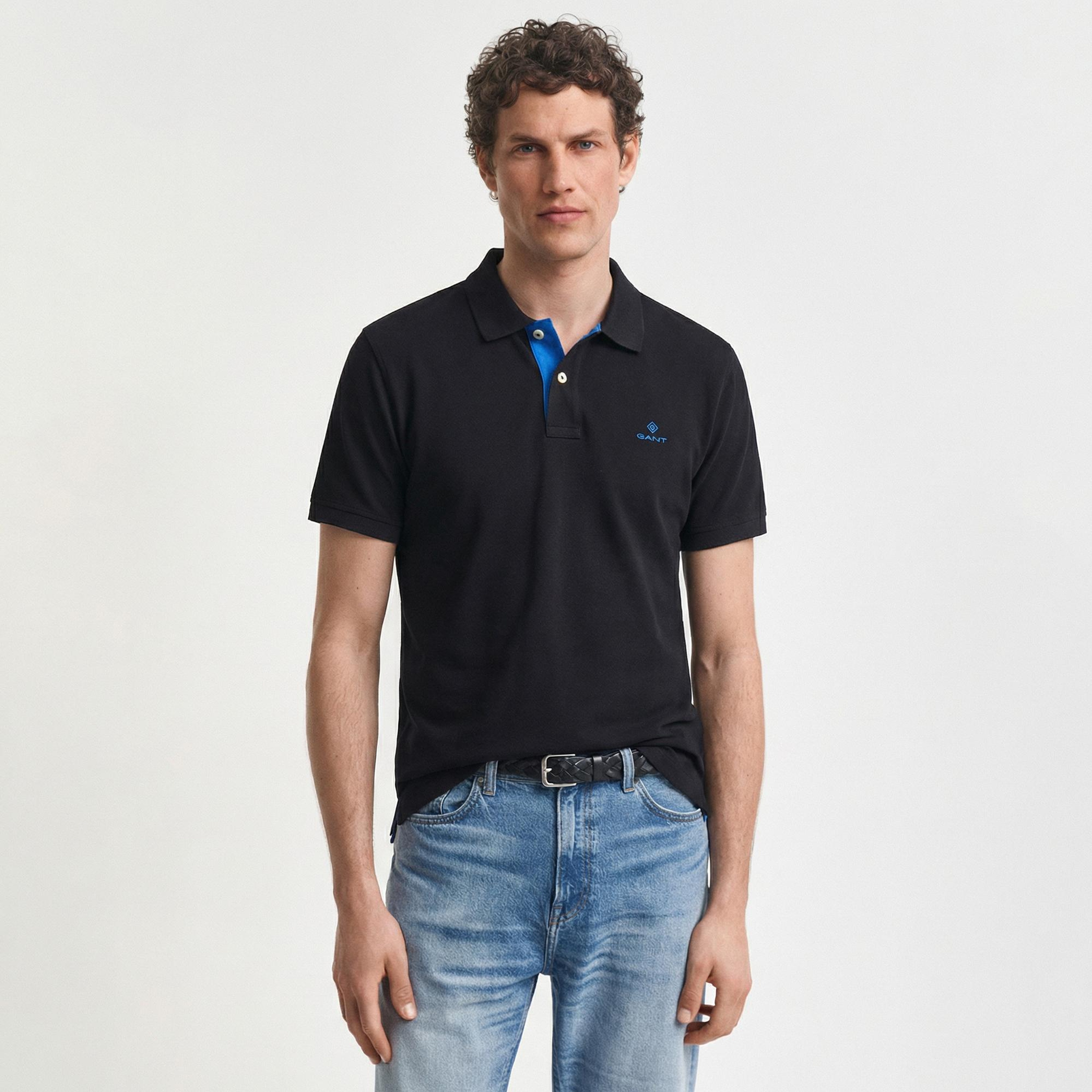 GANT Erkek Siyah Slim Fit Polo