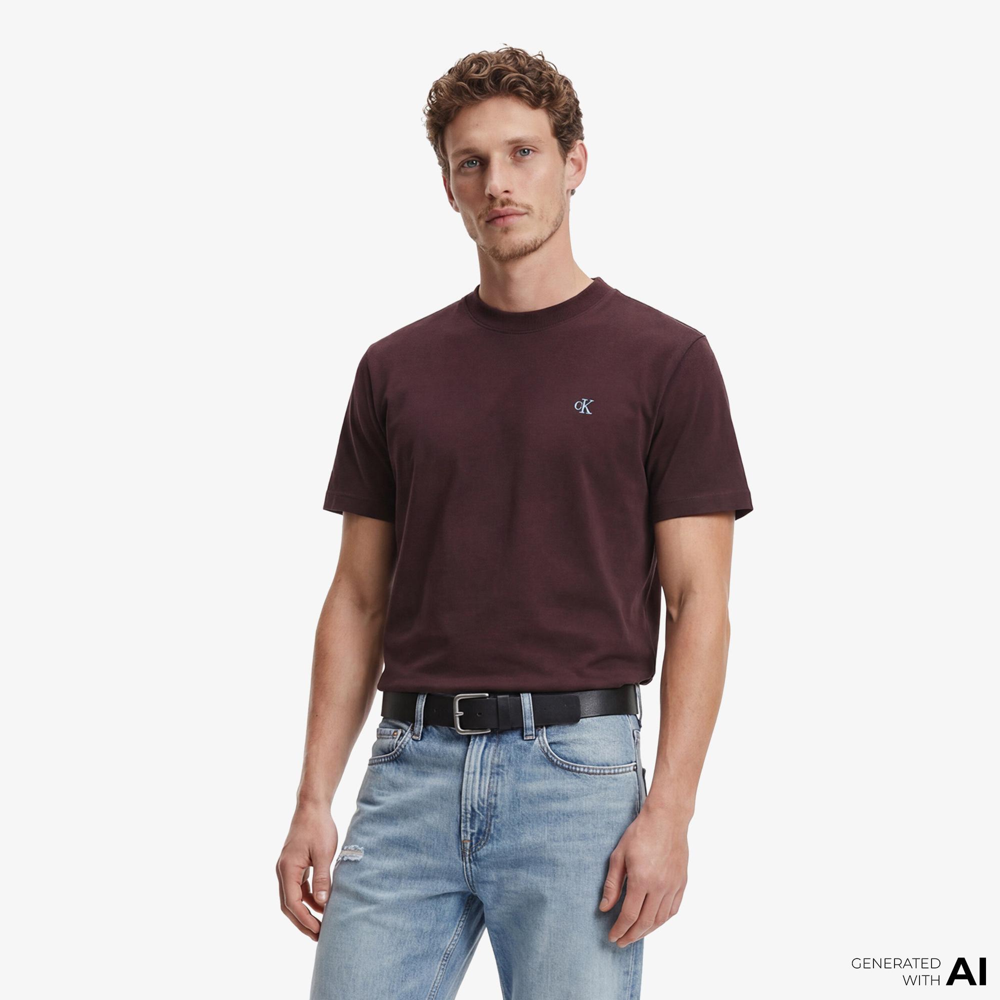 Calvin Klein Easy Monogram Erkek Kahverengi T-Shirt