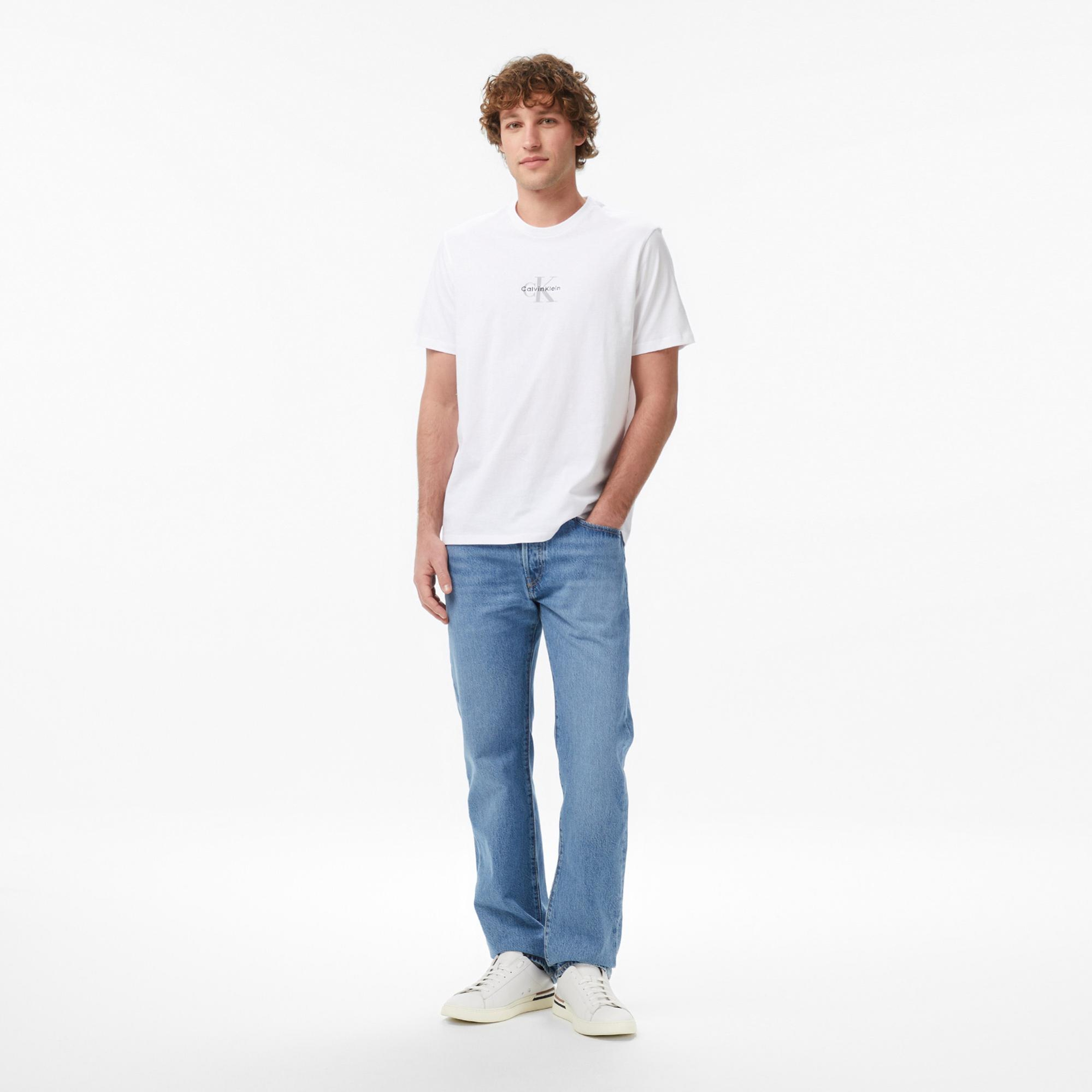 Calvin Klein 30S Micro Monologo Graphic Erkek Beyaz T-Shirt