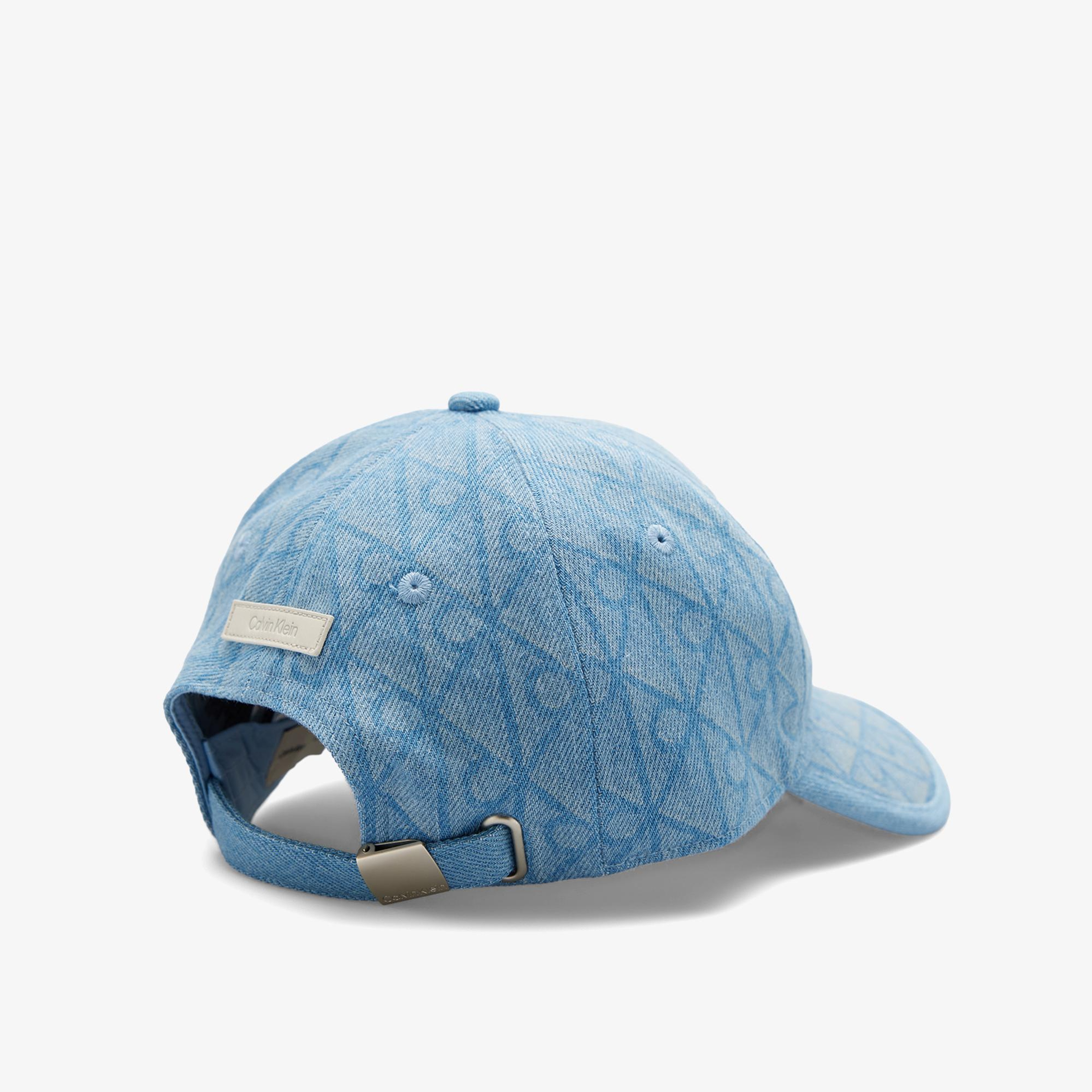 Calvin Klein Denim Emblem Burnout Patch Kadın Mavi Şapka