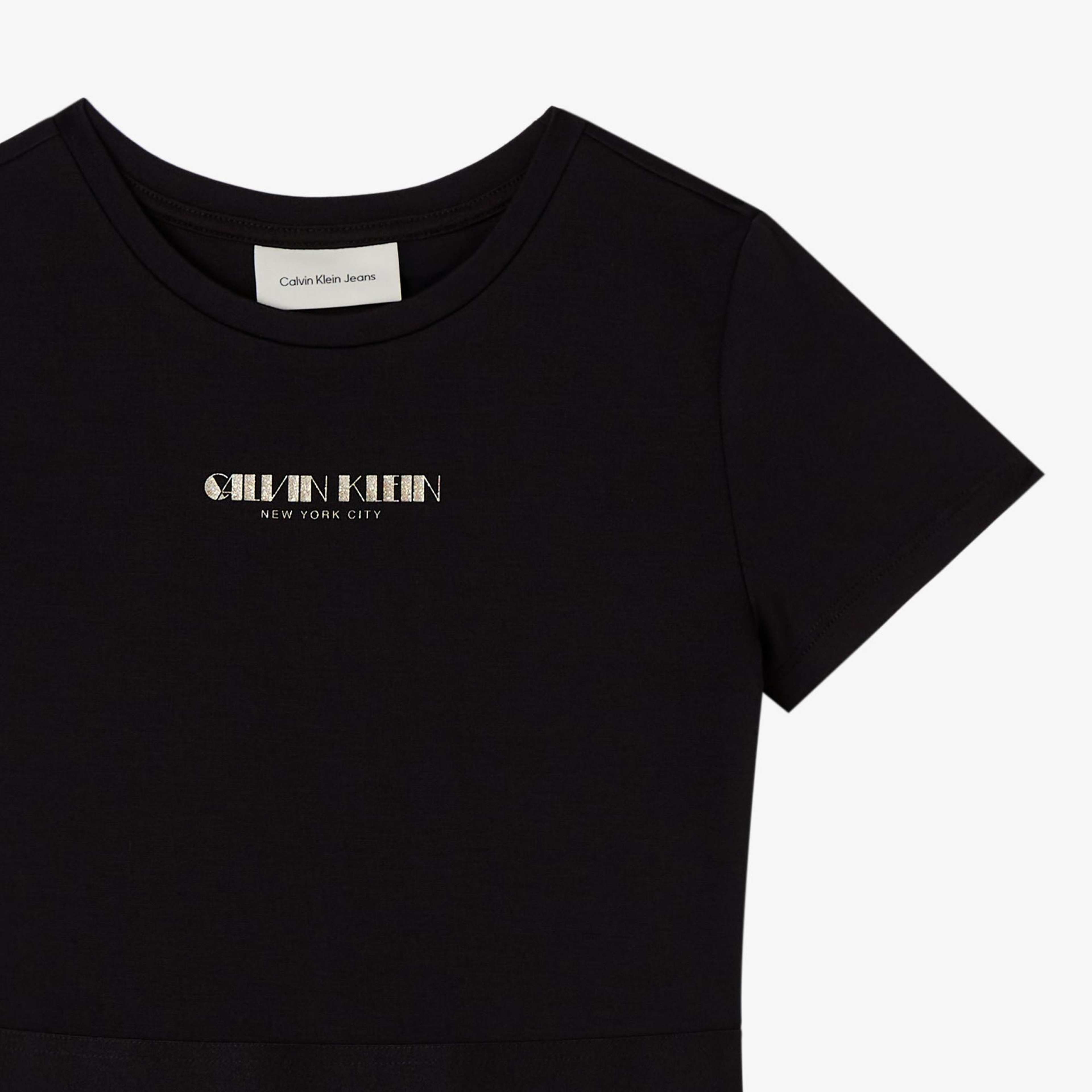 Calvin Klein Fit And Flare Punto Çocuk Siyah Elbise