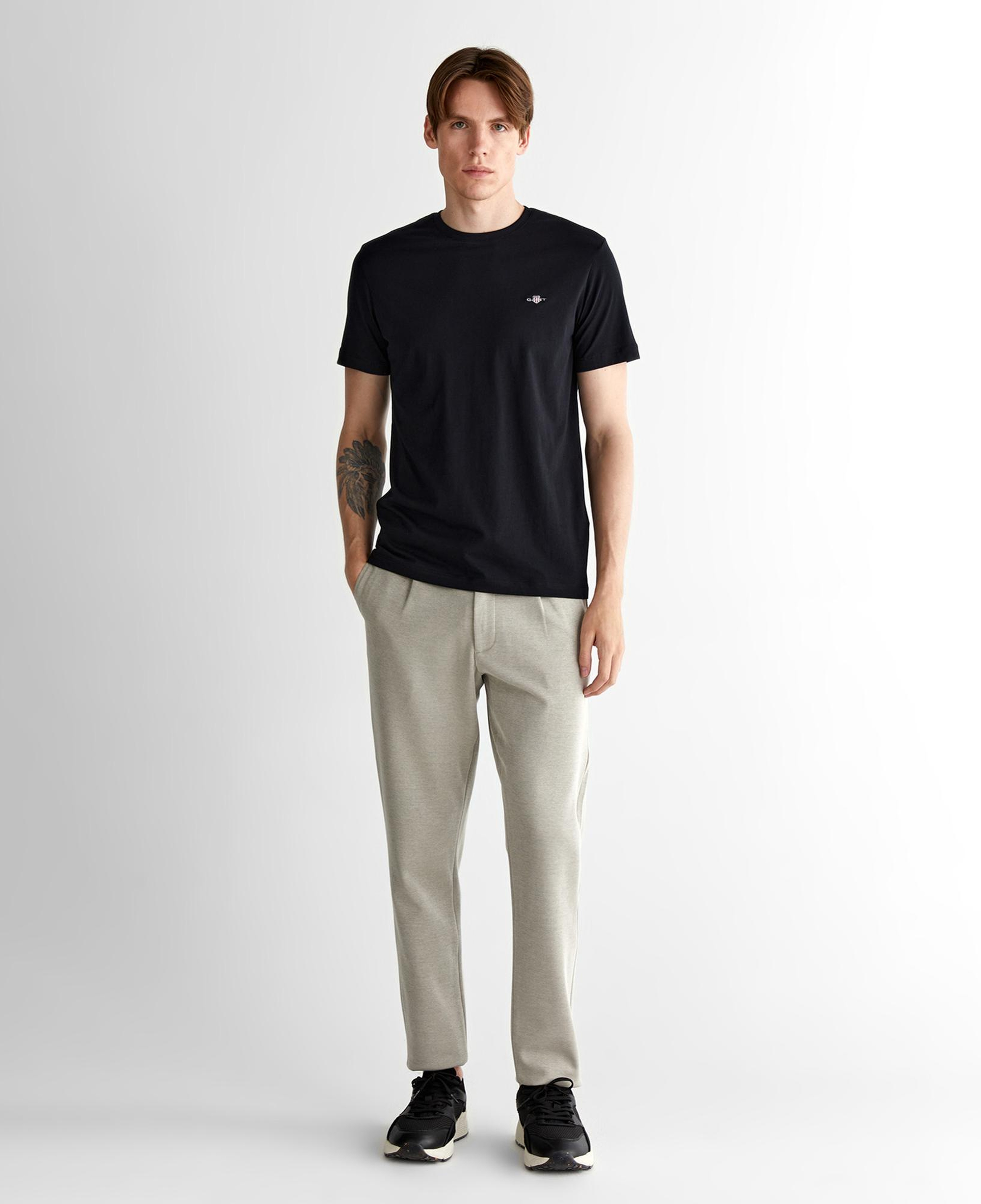 GANT Erkek Siyah Regular Fit Bisiklet Yaka T-shirt