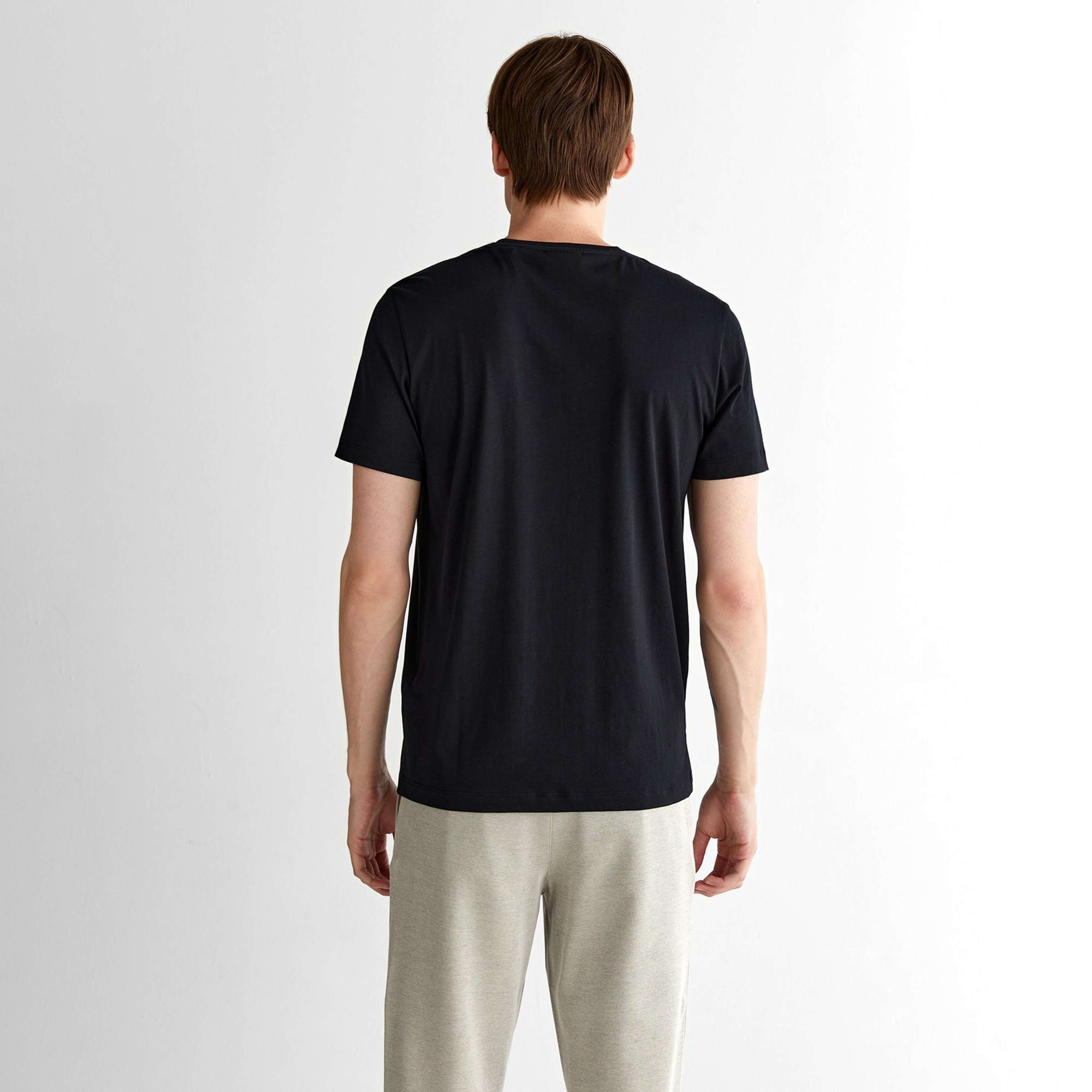 GANT Erkek Siyah Regular Fit Bisiklet Yaka T-shirt