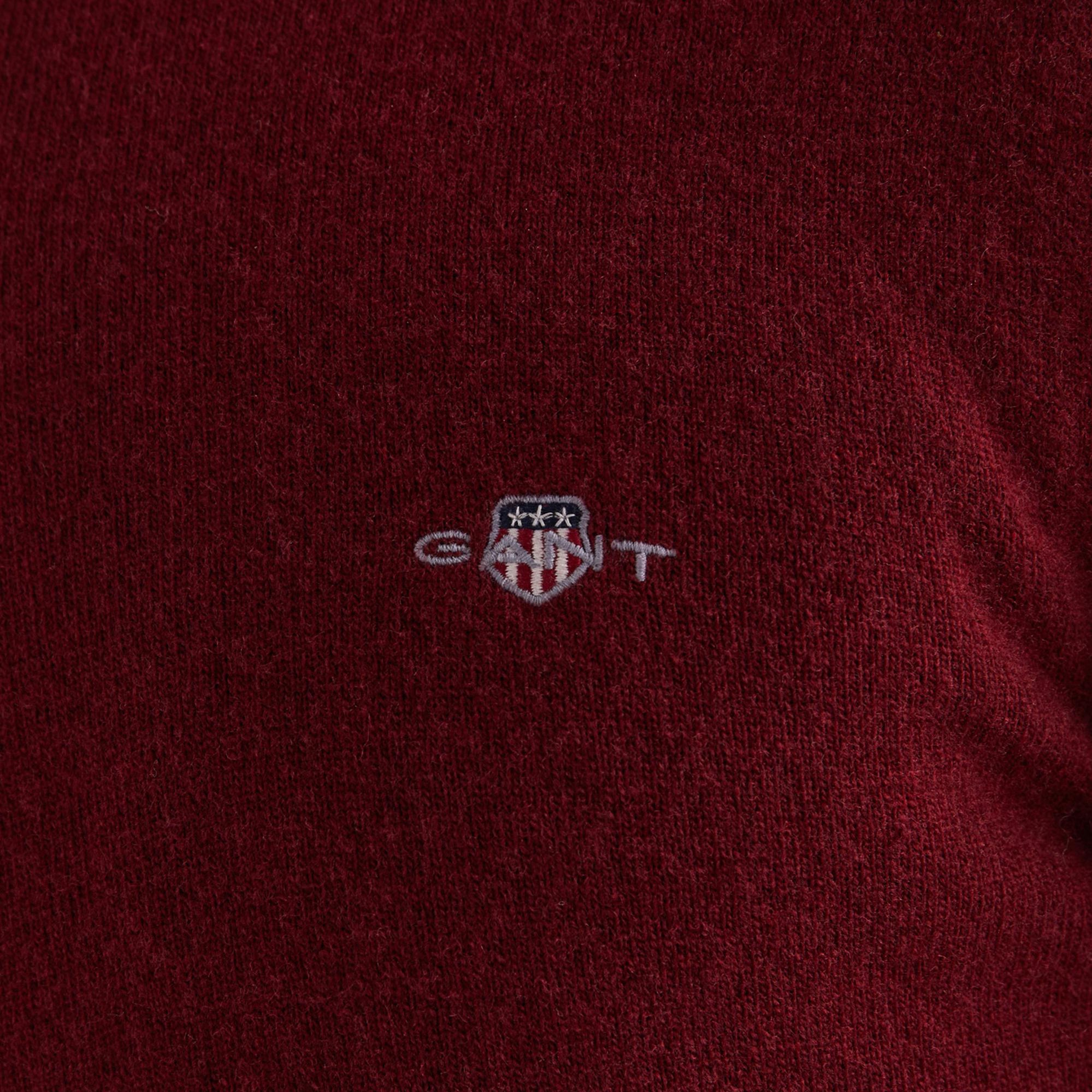 GANT Erkek Bordo Regular Fit Yarım Fermuarlı Yün Kazak