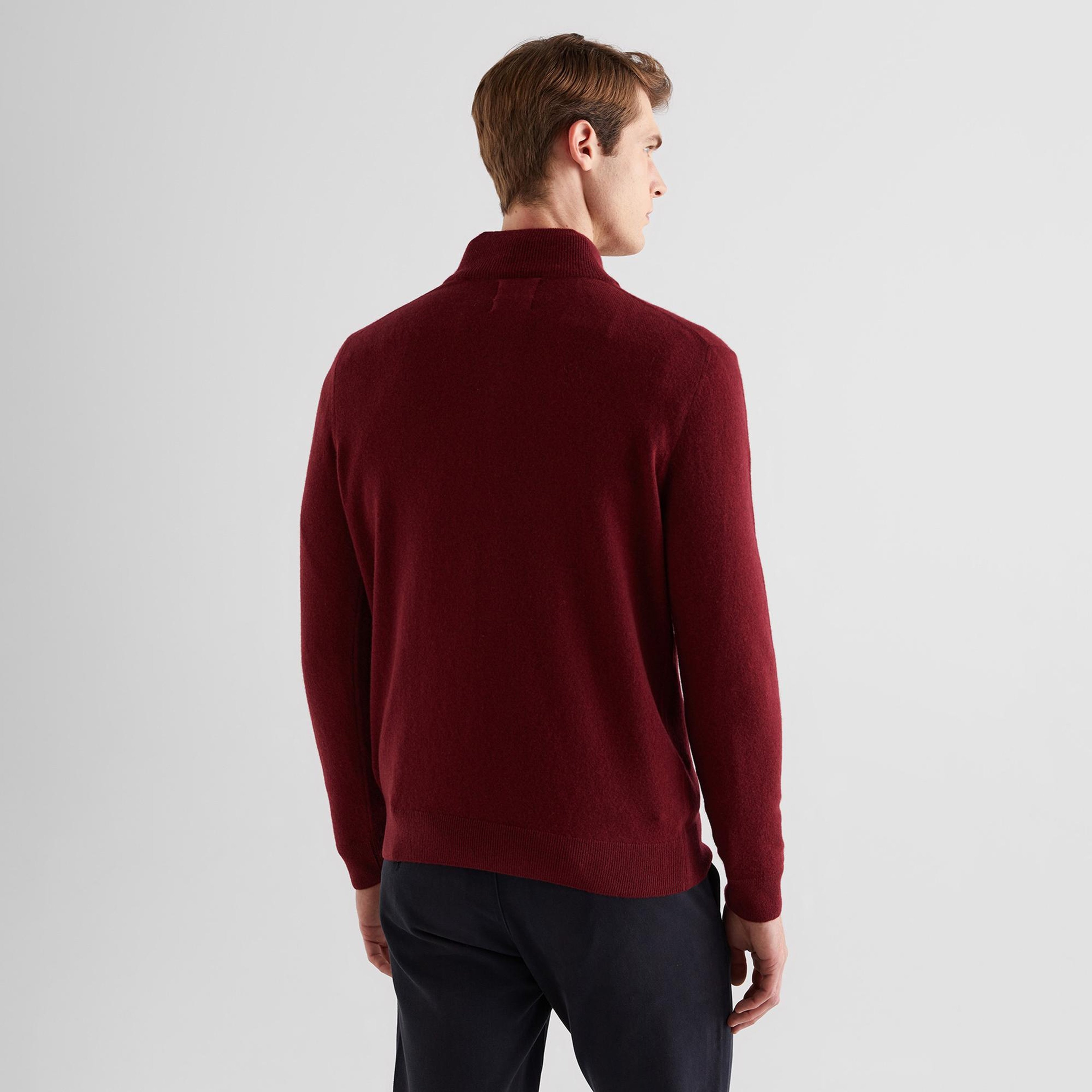 GANT Erkek Bordo Regular Fit Yarım Fermuarlı Yün Kazak