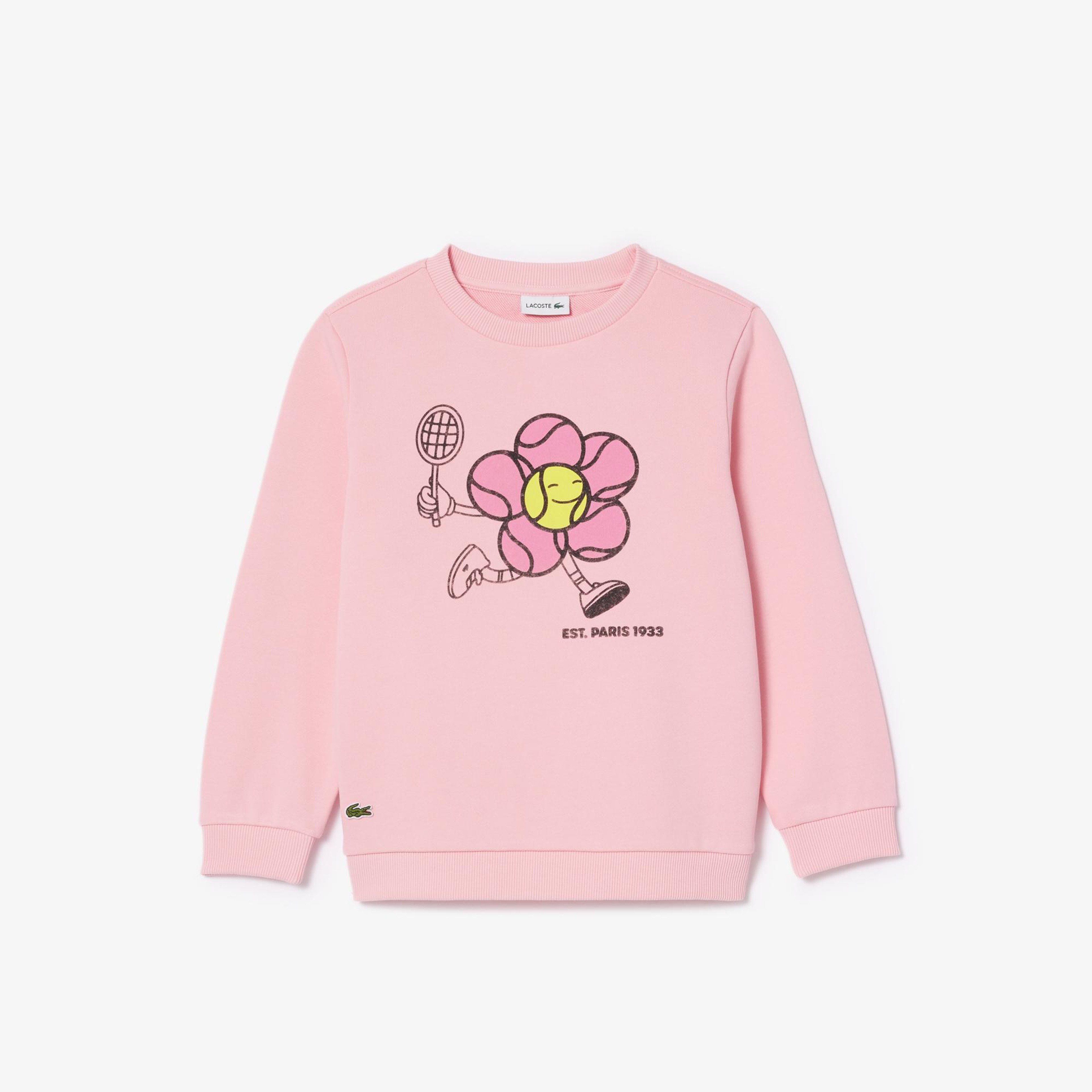 Lacoste Çocuk Baskılı Pembe Sweatshirt