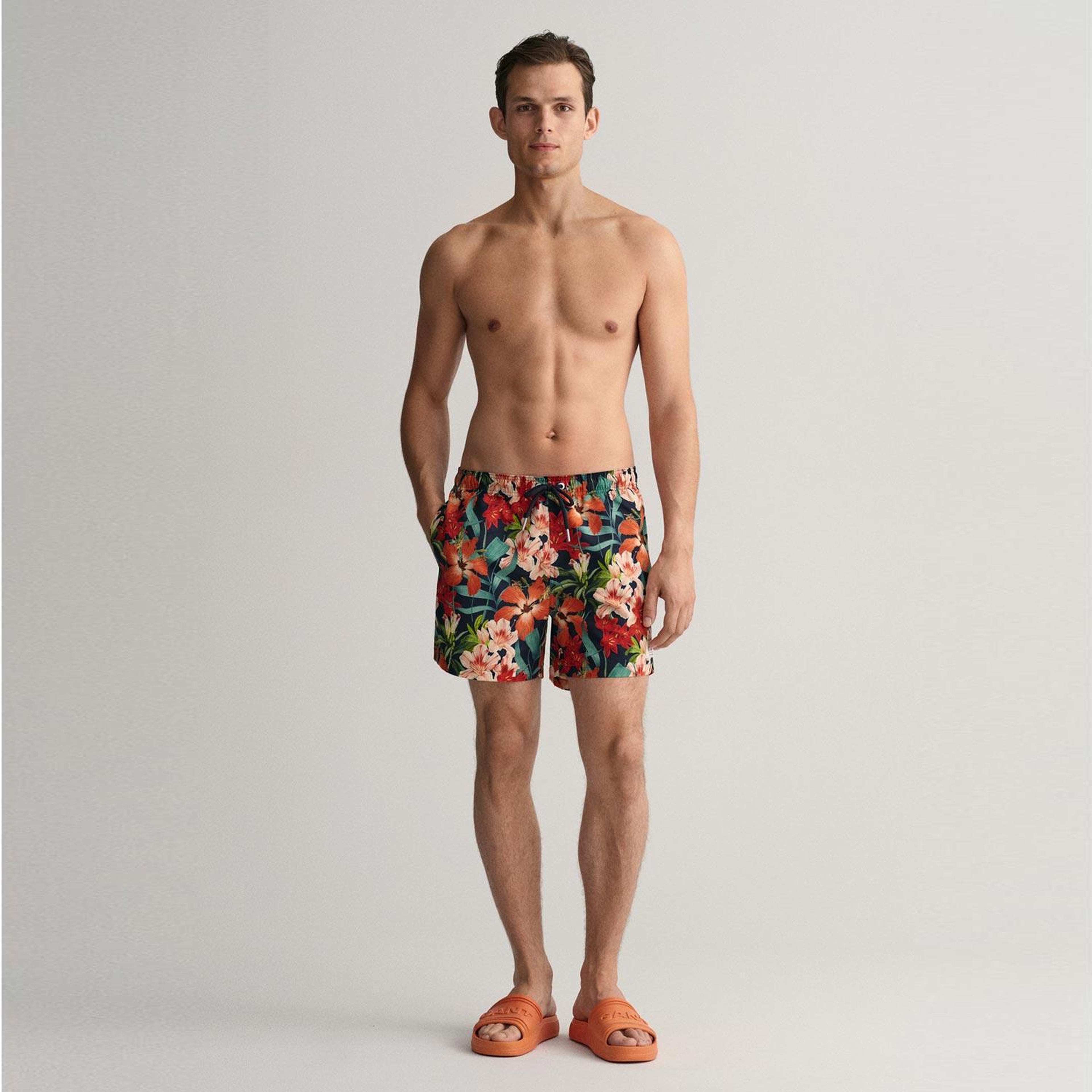 Gant Erkek Mavi Classic Fit Desenli Mayo Şort