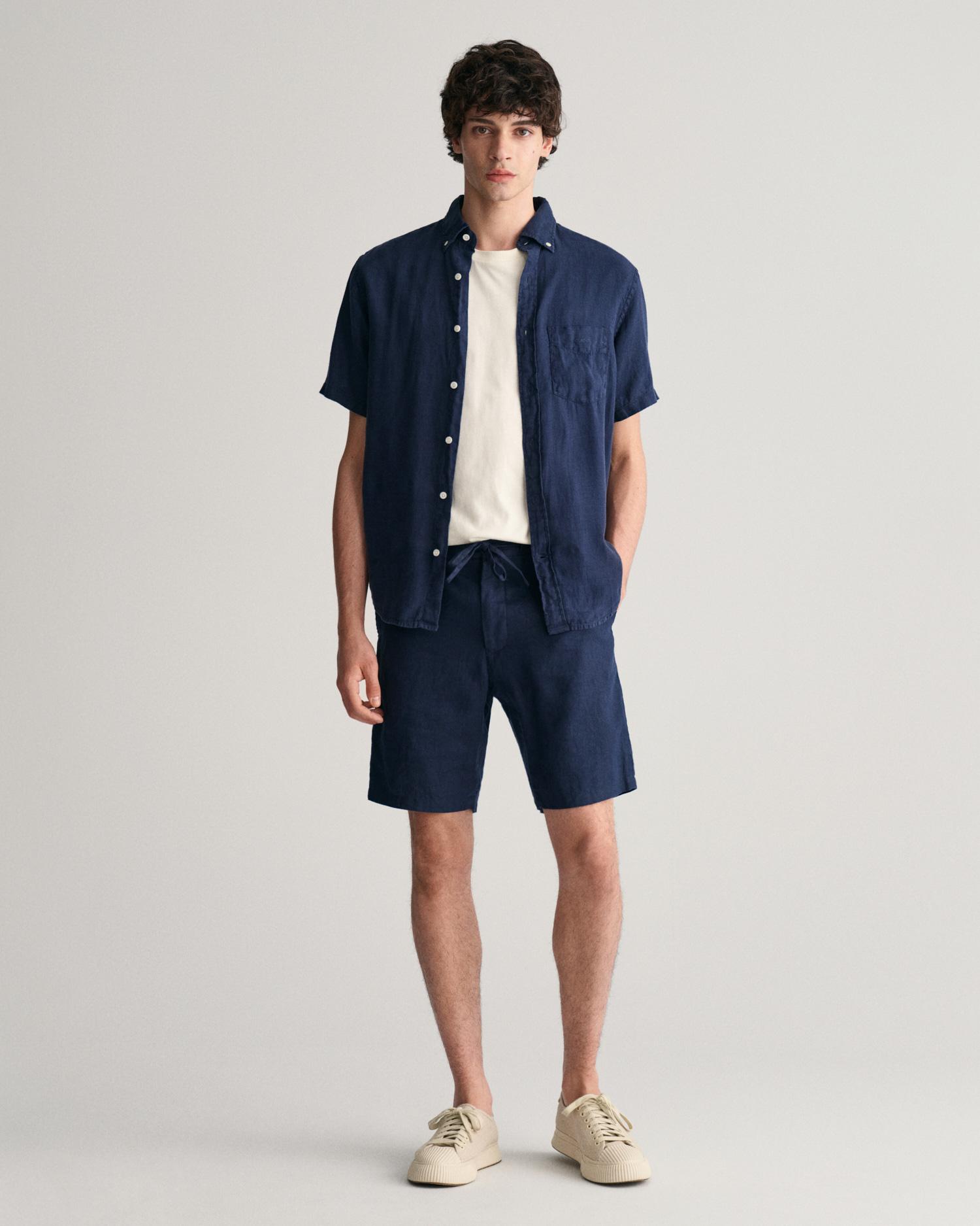 GANT Erkek Lacivert Relaxed Fit Keten Şort