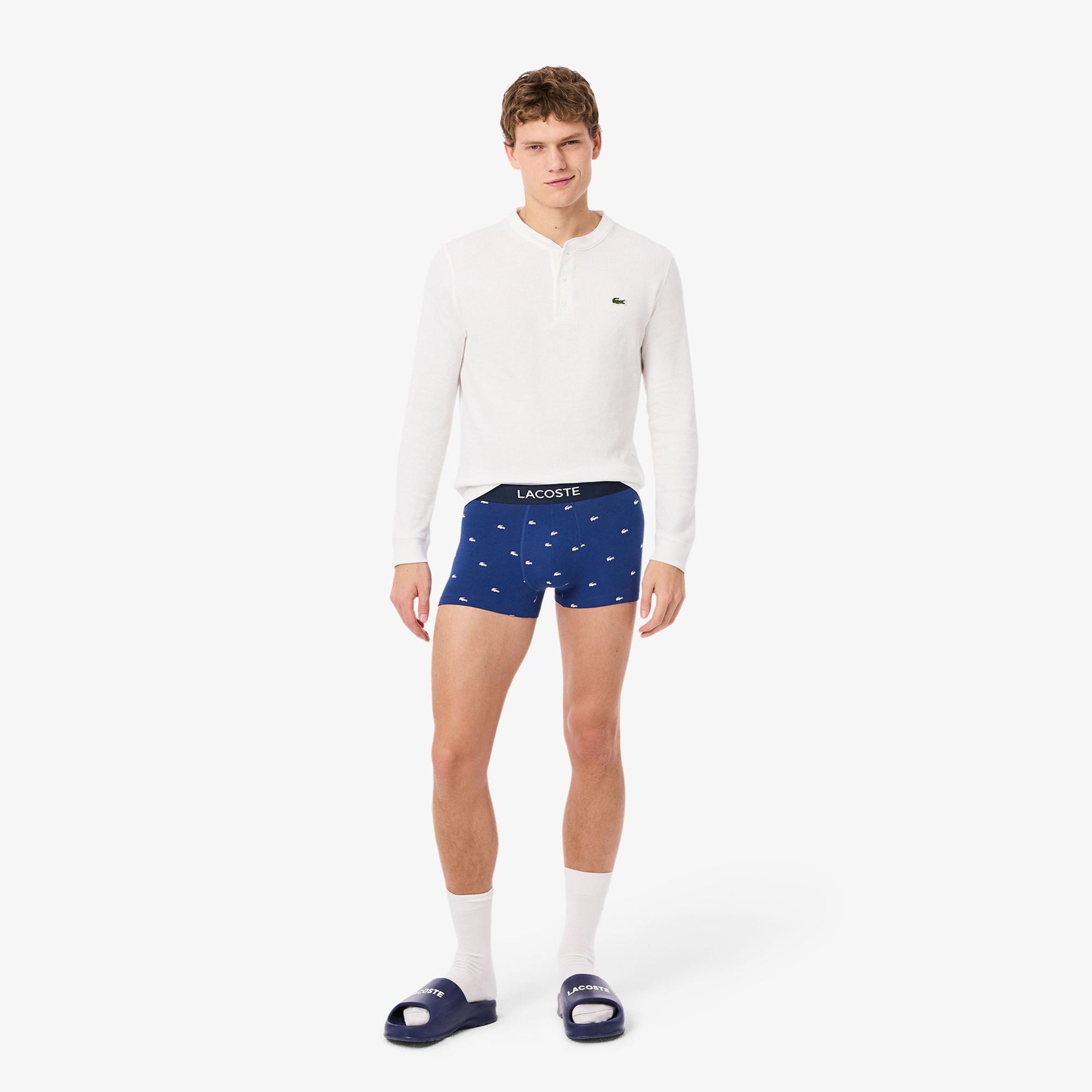 Lacoste Erkek Desenli 3'lü Renkli Boxer