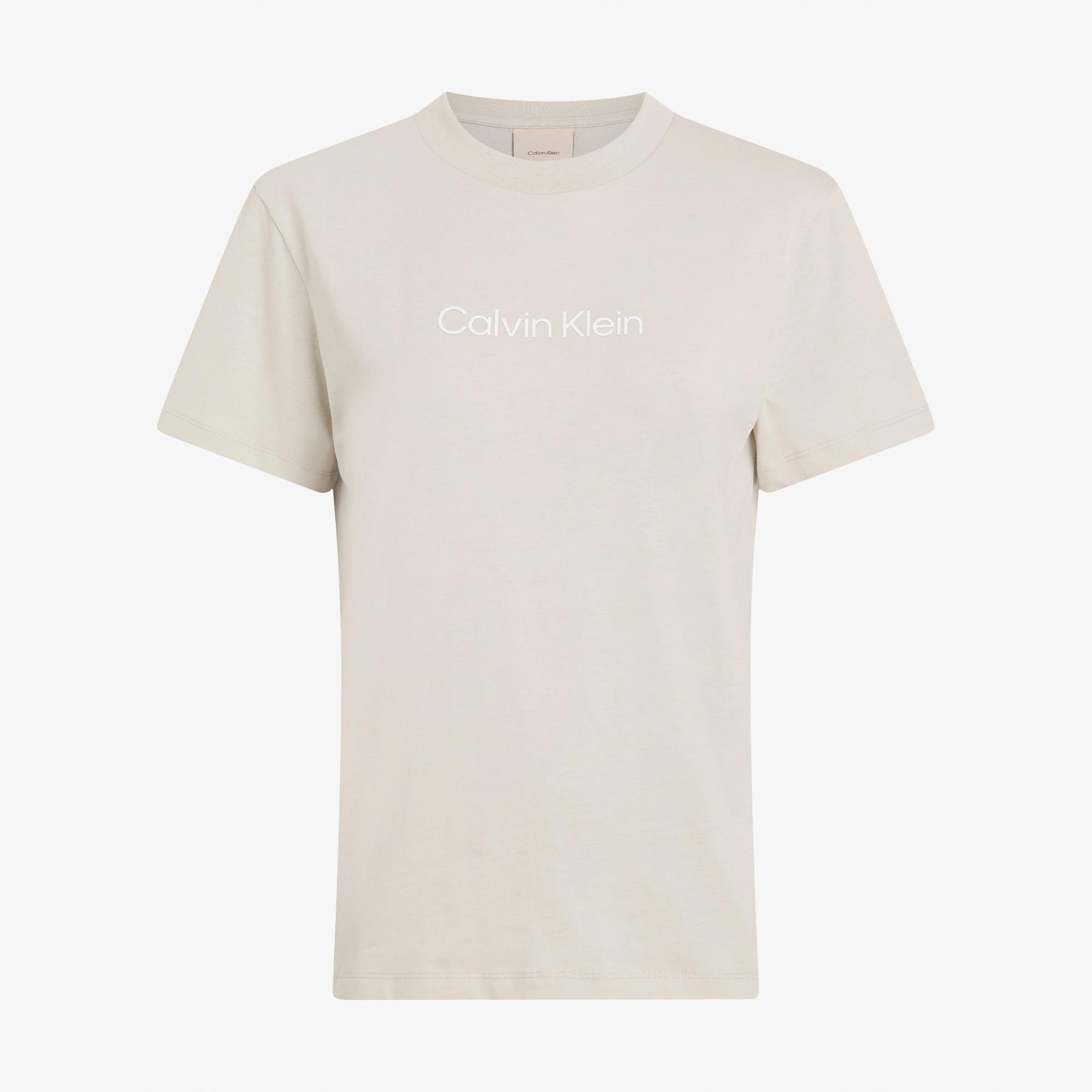 Calvin Klein Hero Logo Regular Kadın Bej T-Shirt