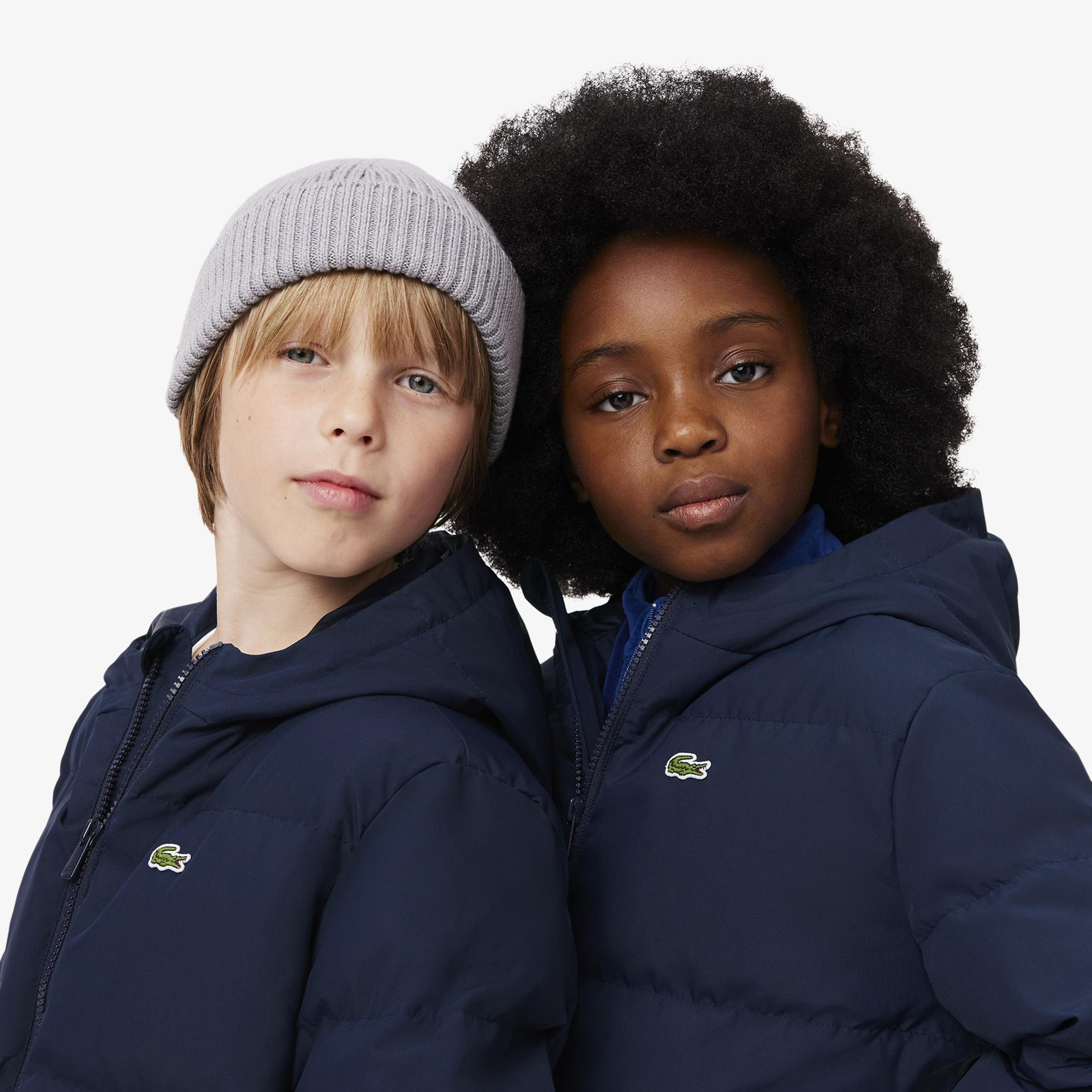 Lacoste Çocuk Kapüşonlu Lacivert Şişme Mont