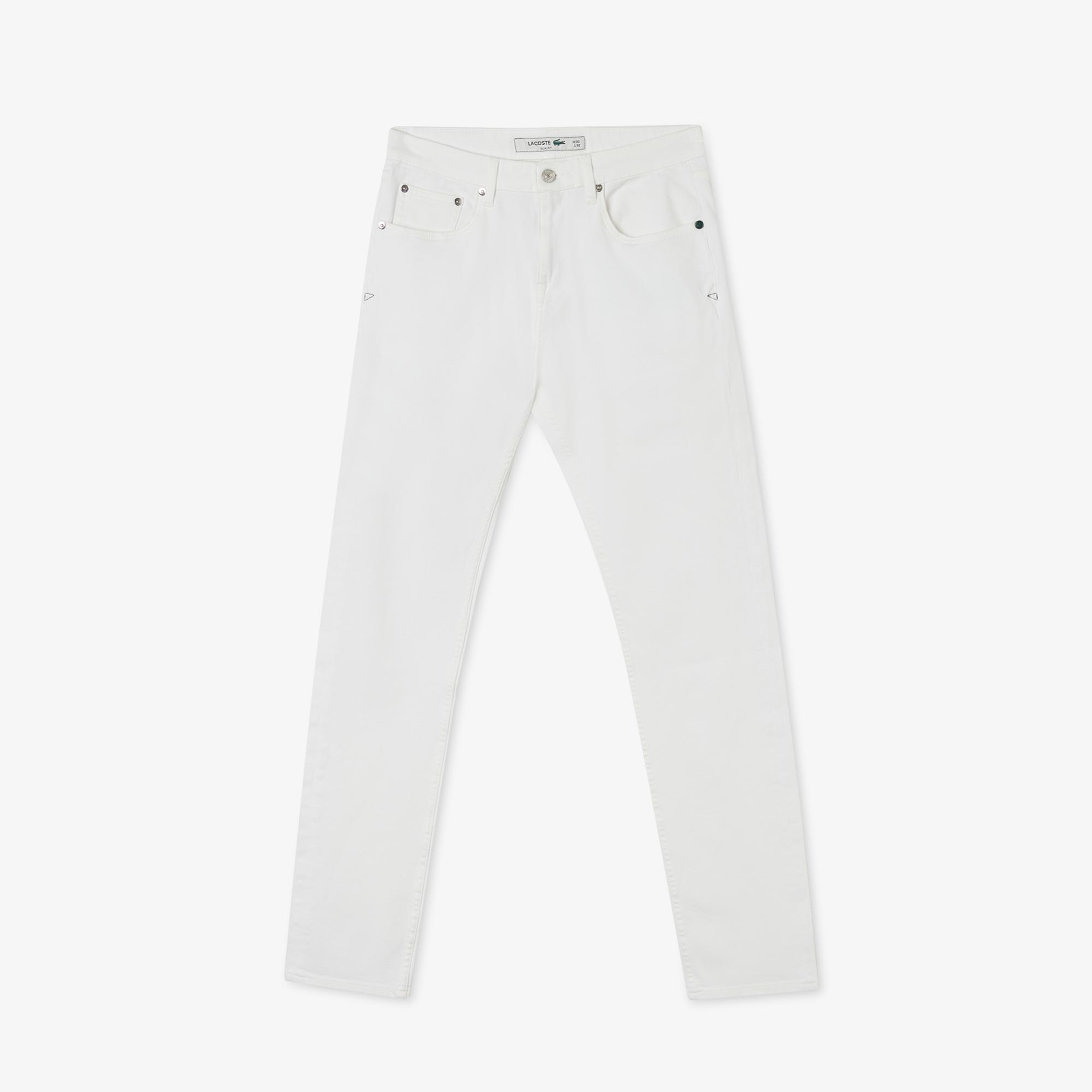 Lacoste Erkek Slim Fit Beyaz Jean Pantolon