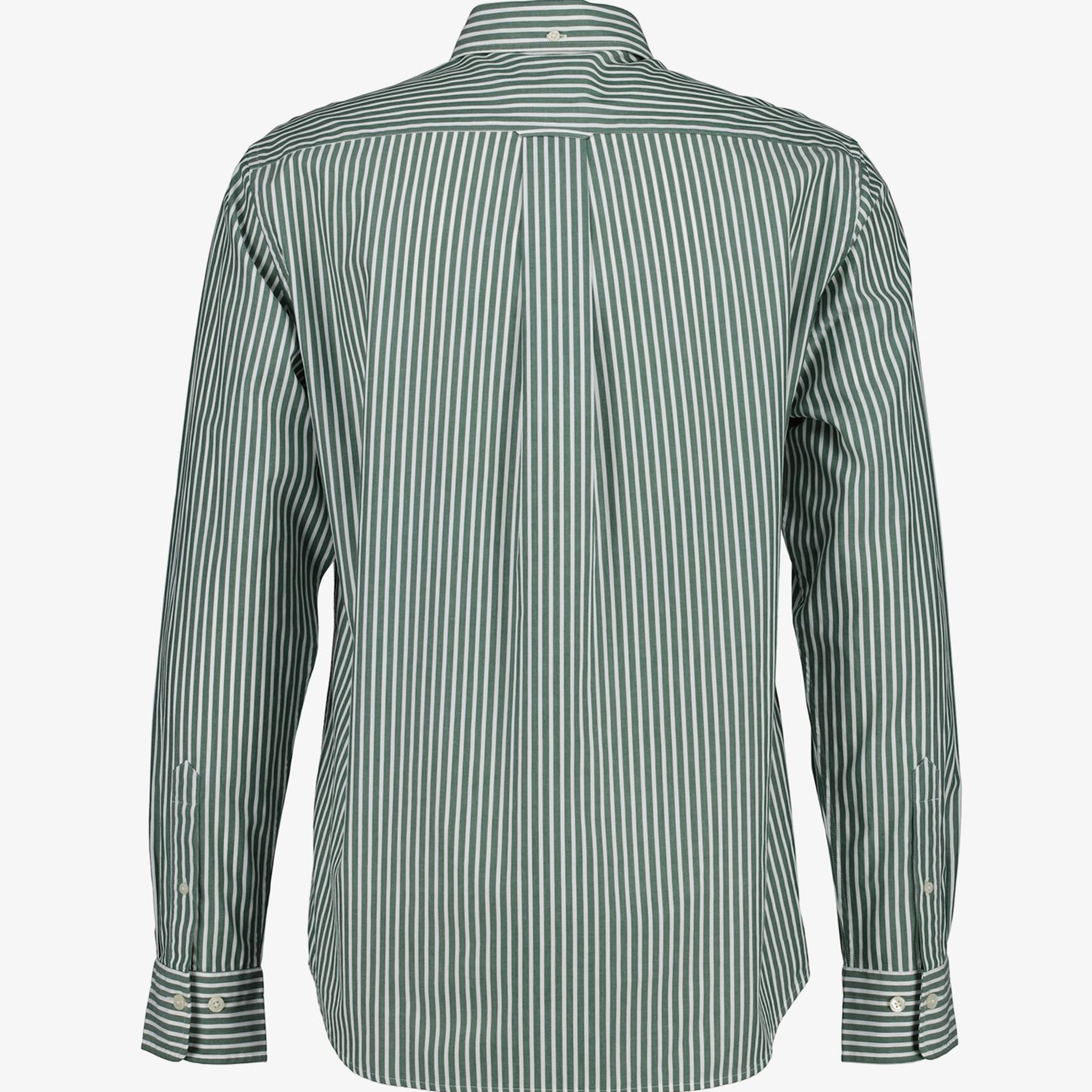 GANT Erkek Yeşil Regular Fit Düğmeli Yaka Çizgili Poplin Gömlek
