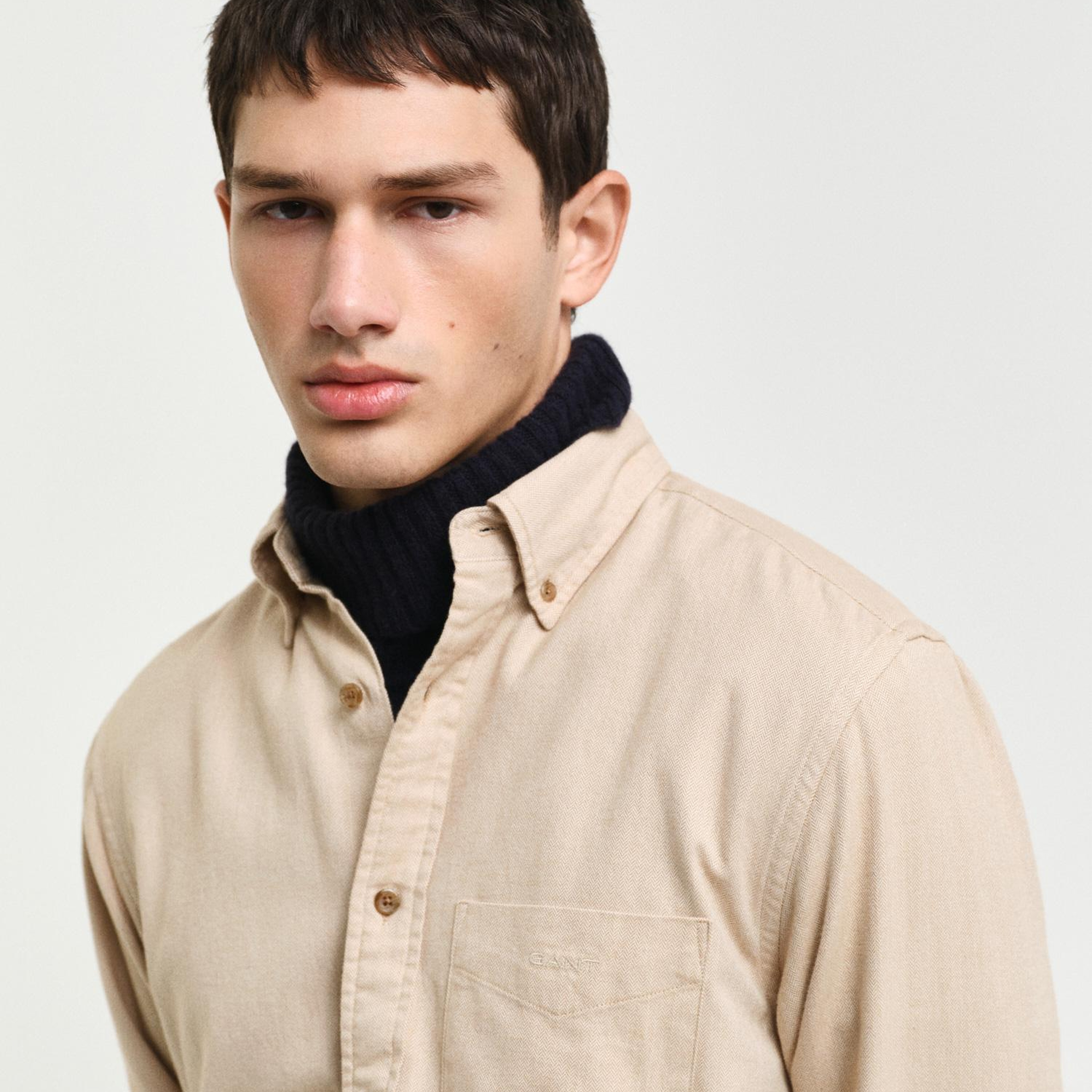 GANT Erkek Bej Regular Fit Düğmeli Yaka Gömlek