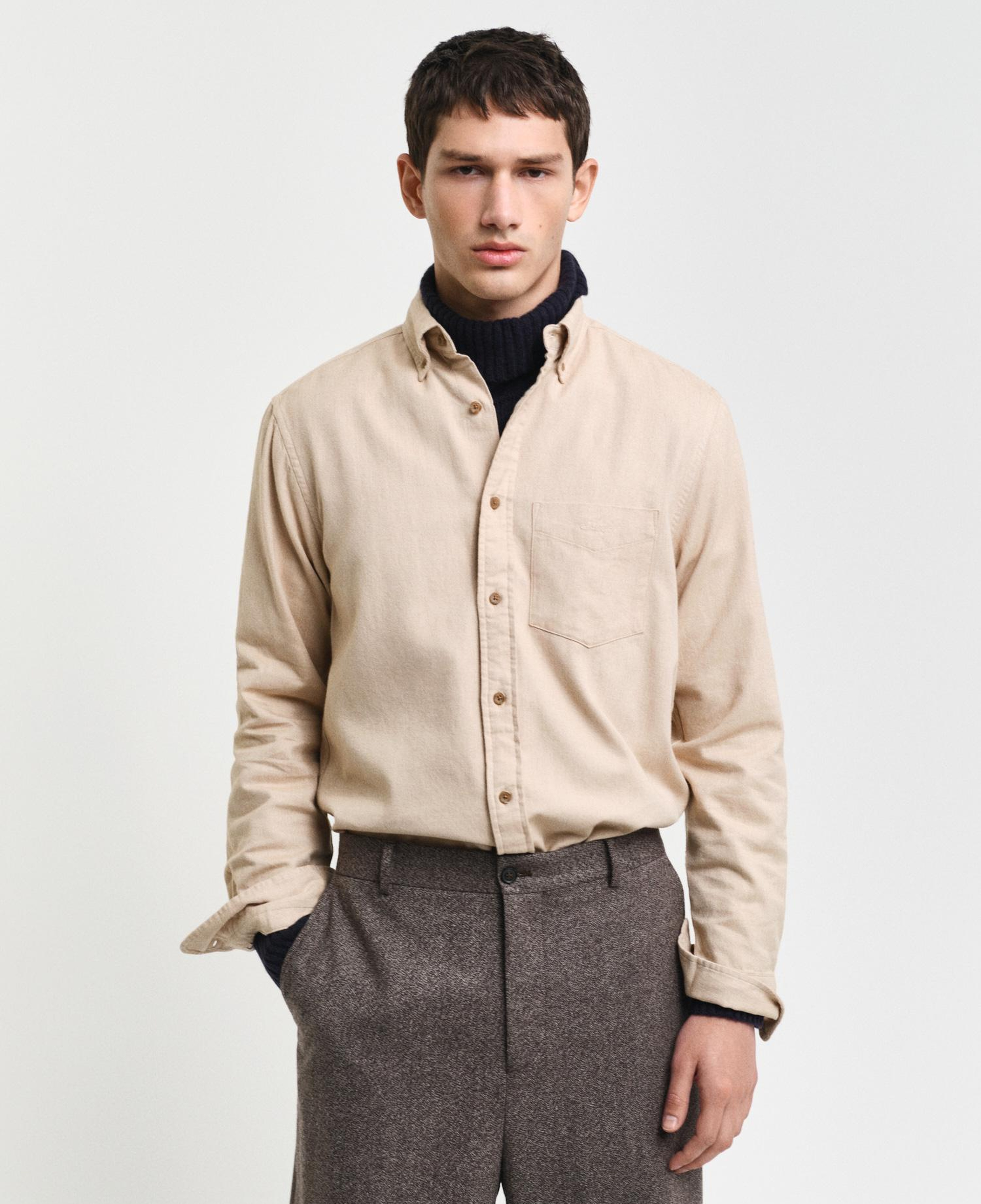 GANT Erkek Bej Regular Fit Düğmeli Yaka Gömlek