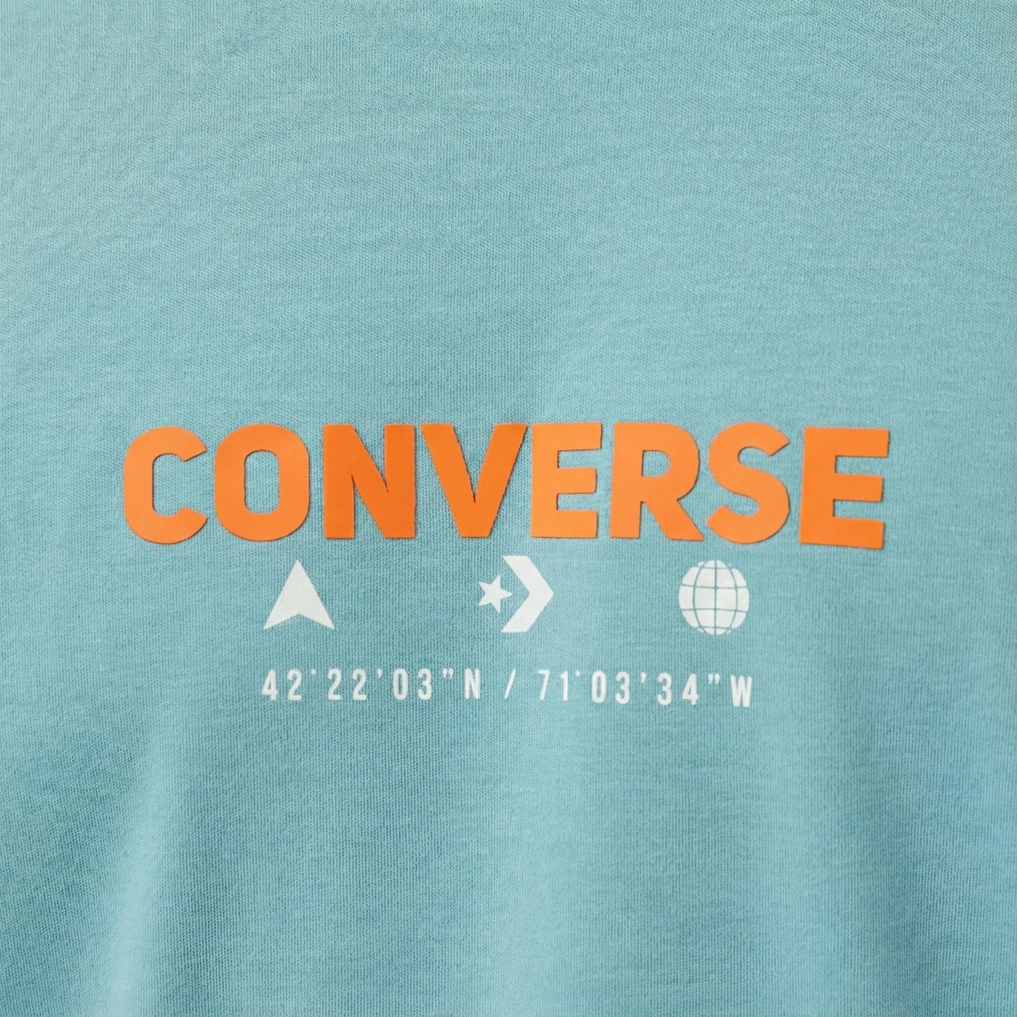 Converse Star Chevron Baskılı Oversize Fit Erkek Mavi T-Shirt