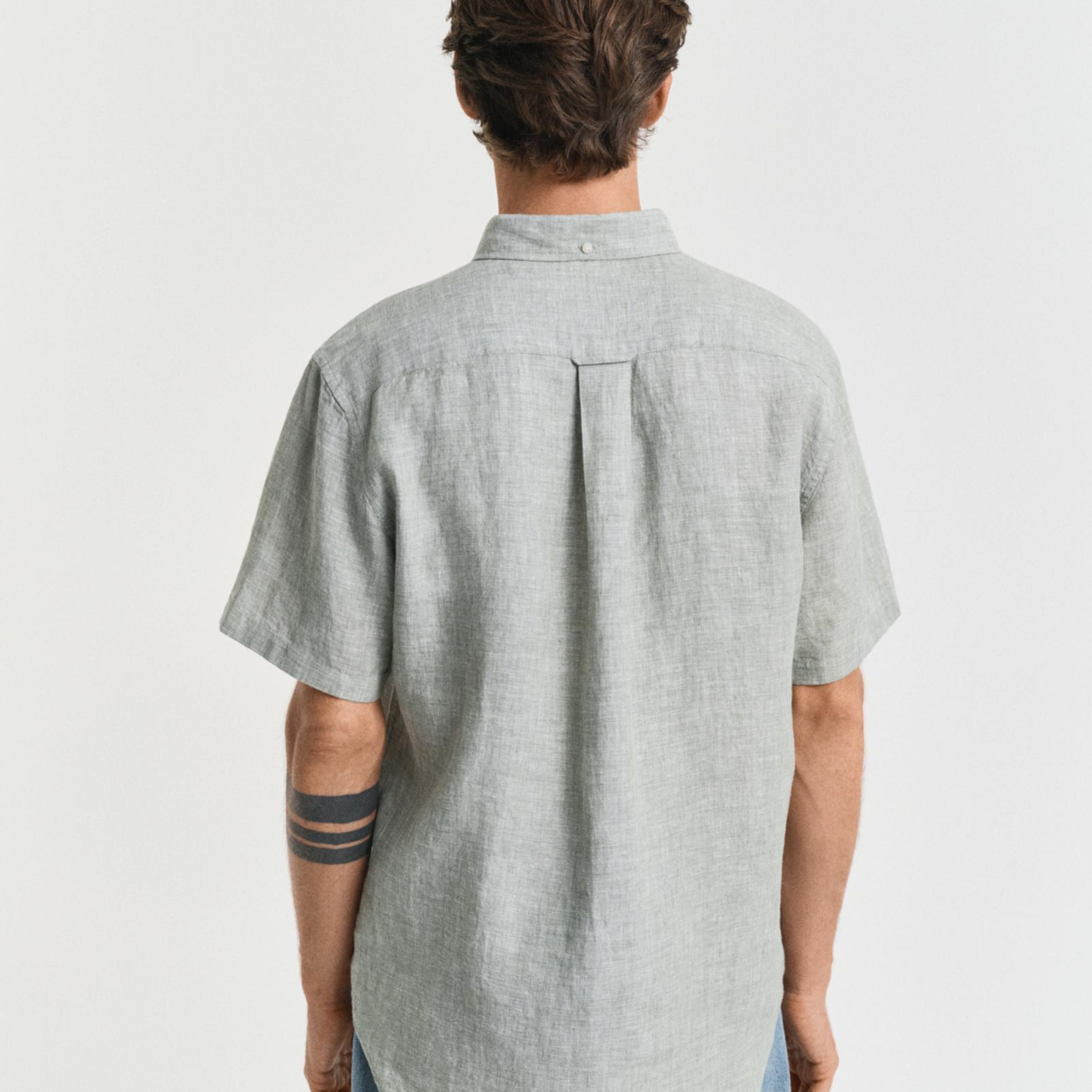 GANT Erkek Yeşil Regular Fit Düğmeli Yaka Keten Gömlek