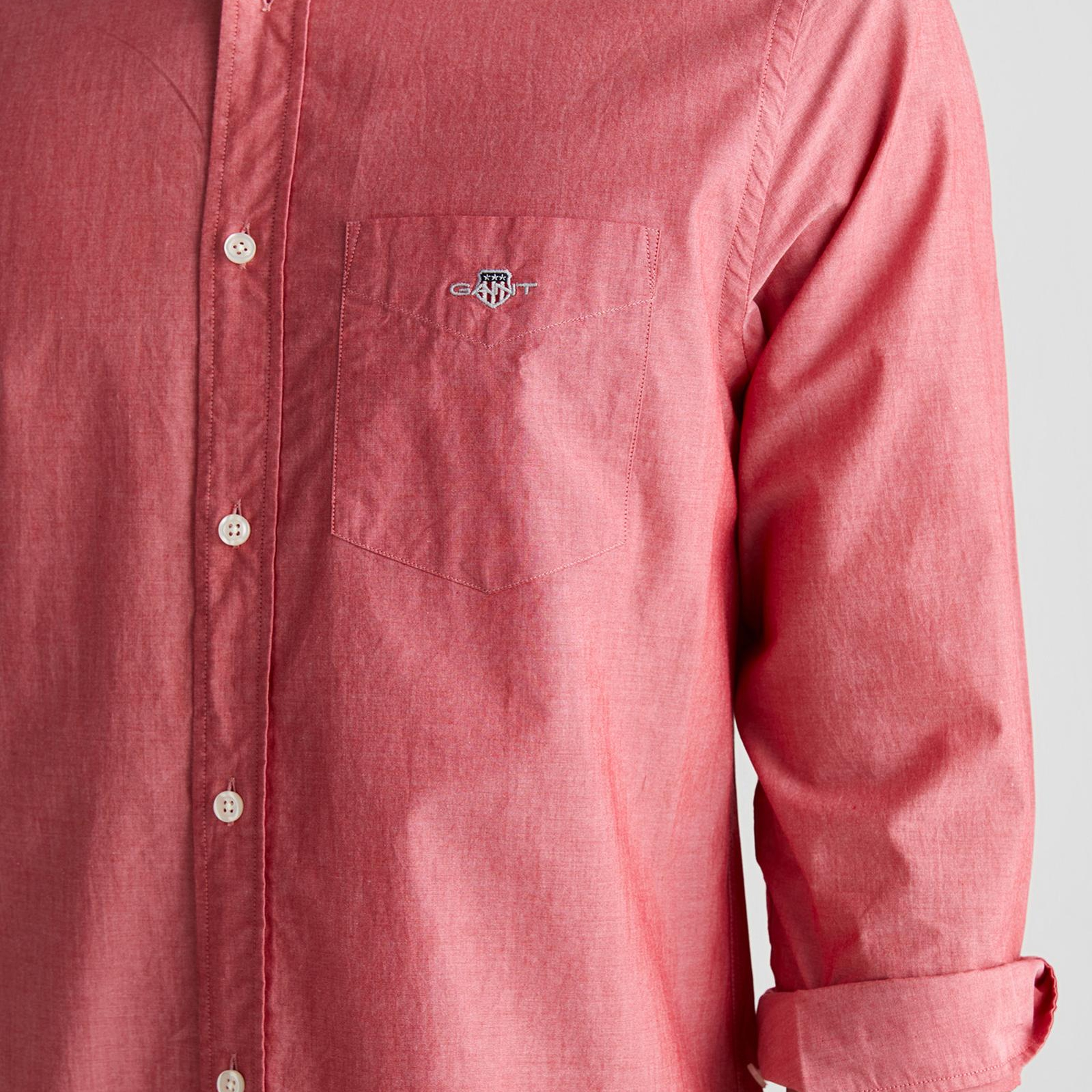 GANT Erkek Kırmızı Regular Fit Düğmeli Yaka Poplin Gömlek