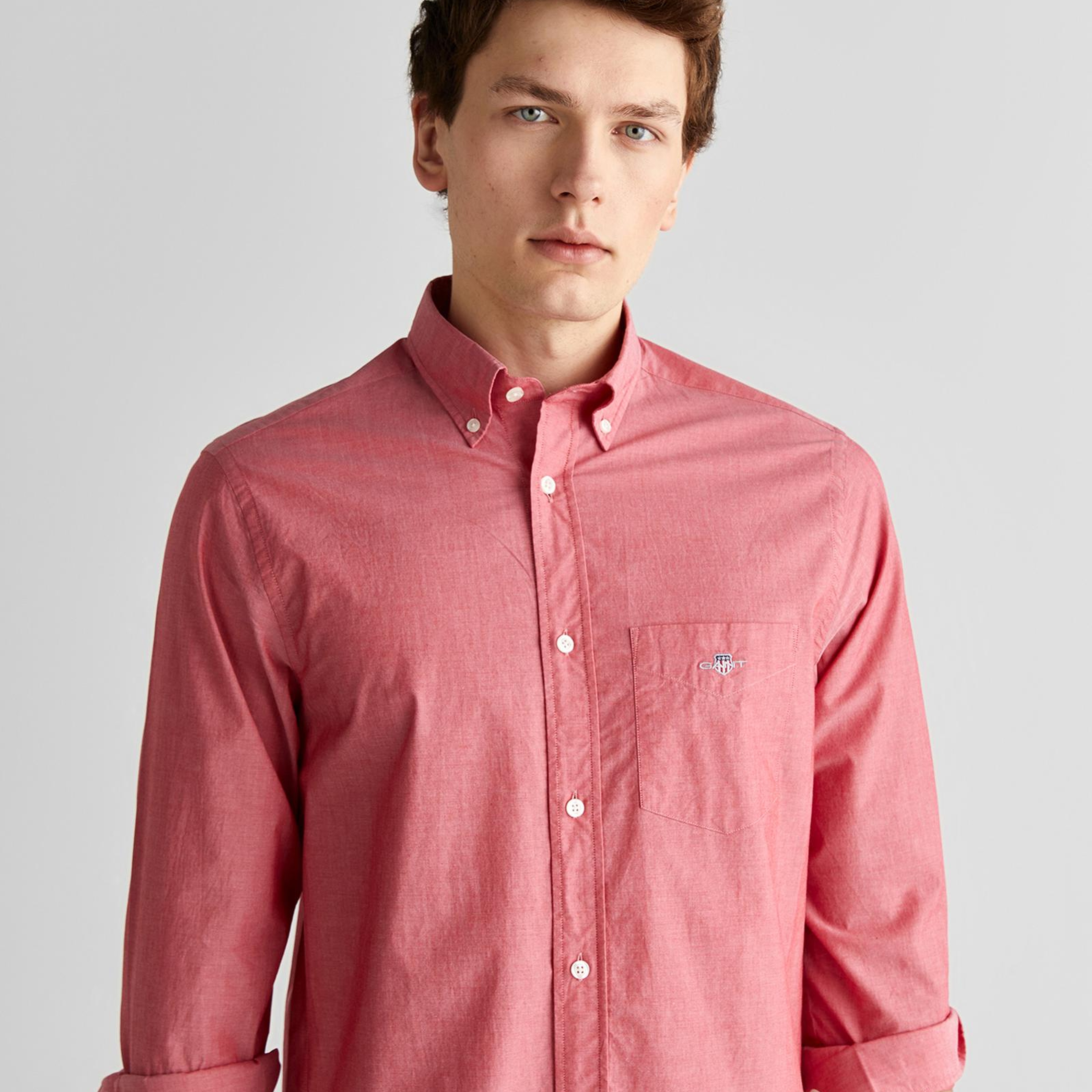 GANT Erkek Kırmızı Regular Fit Düğmeli Yaka Poplin Gömlek